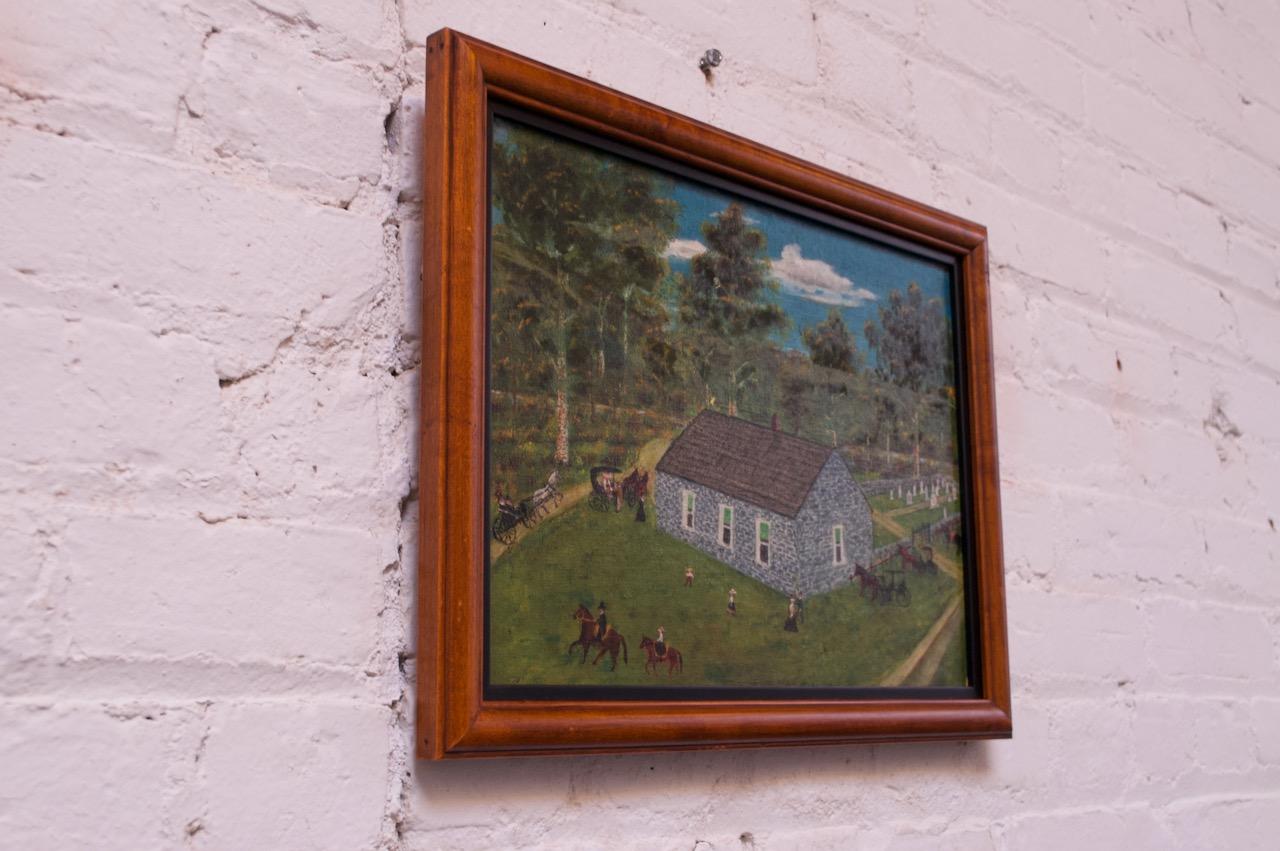 Artisanat Harvey Milligan Amish Farmhouse Pastoral Scene Huile sur toile en vente