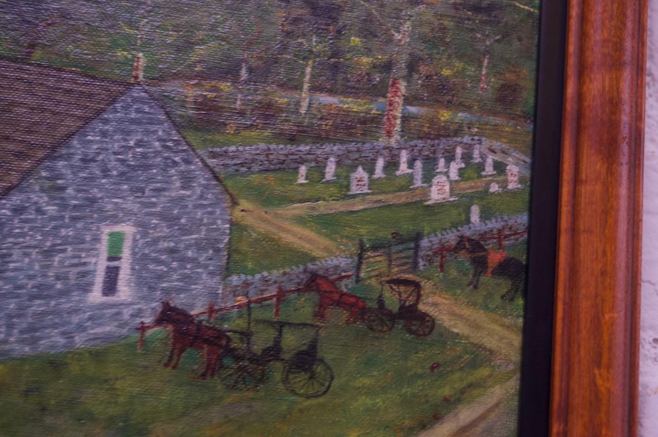 Harvey Milligan Scena pastorale della fattoria Amish Olio su tela in vendita 1