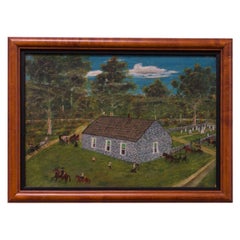 Vintage Harvey Milligan Amish Farmhouse Pastoral Scene Oil on Canvas