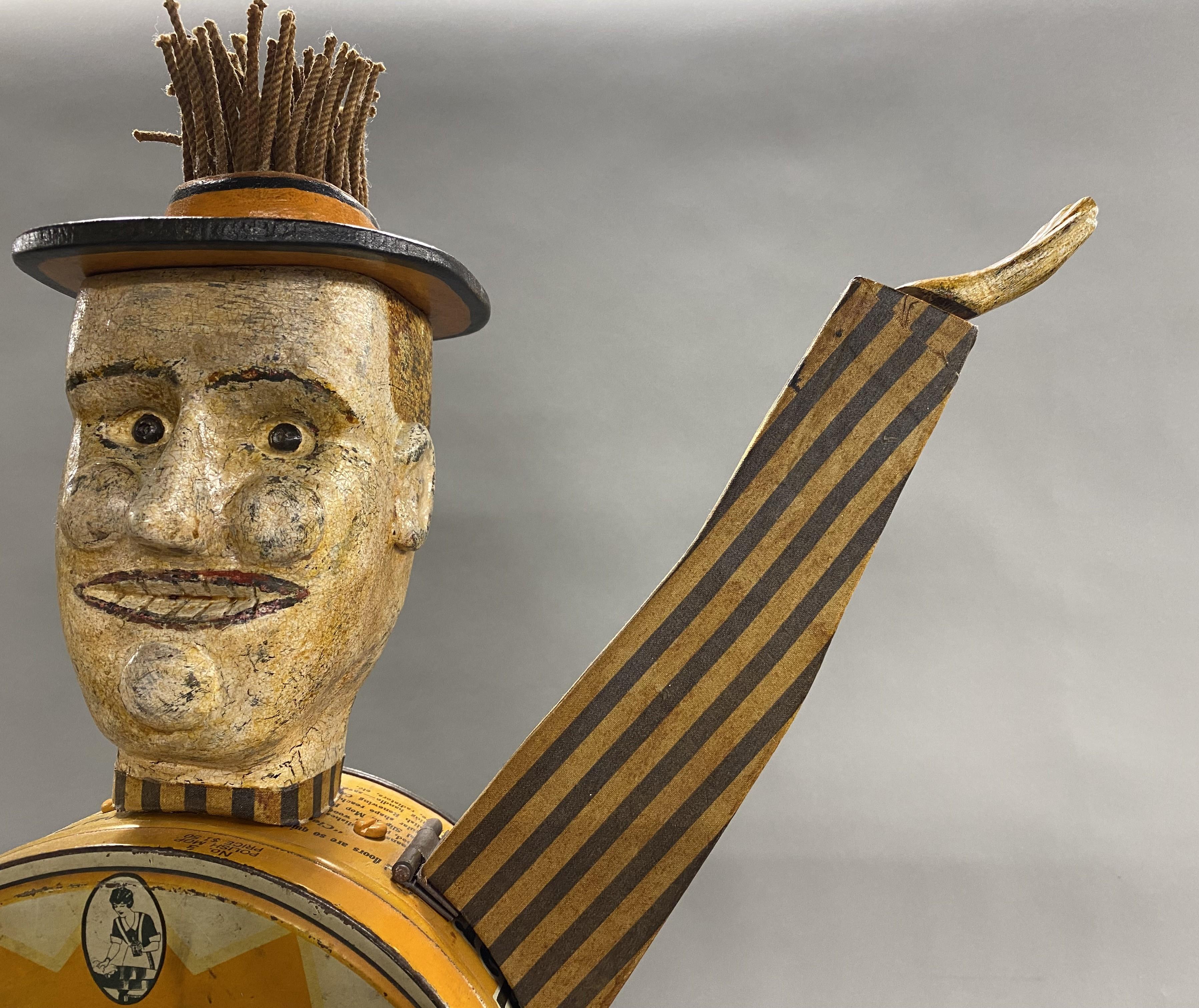 American Harvey Peterson O’Cedar Mop Man Folk Art Figural Sculpture For Sale