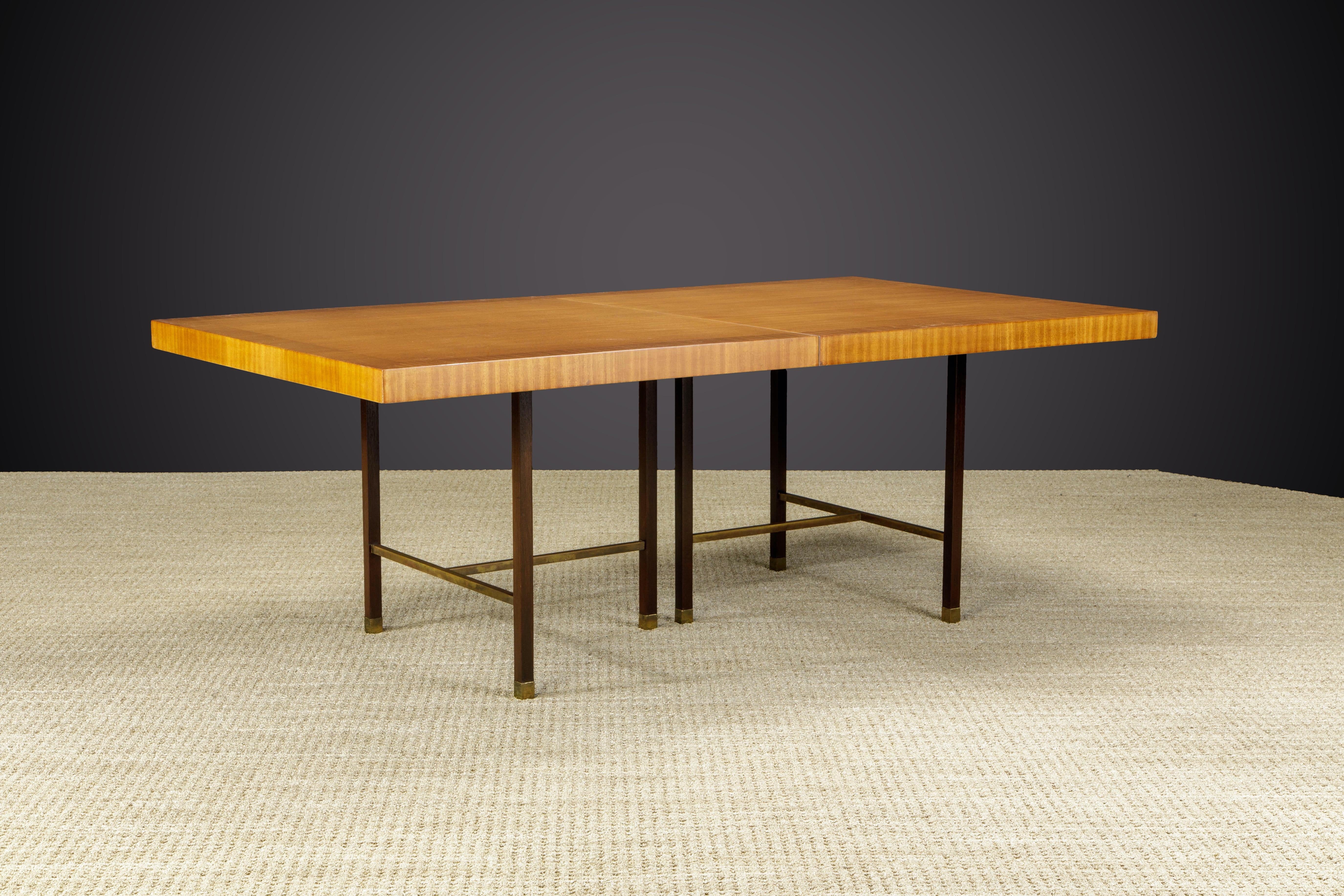 Harvey Probber 12-Person Extendable Dining Table in Mahogany and Brass, 1950s For Sale 1