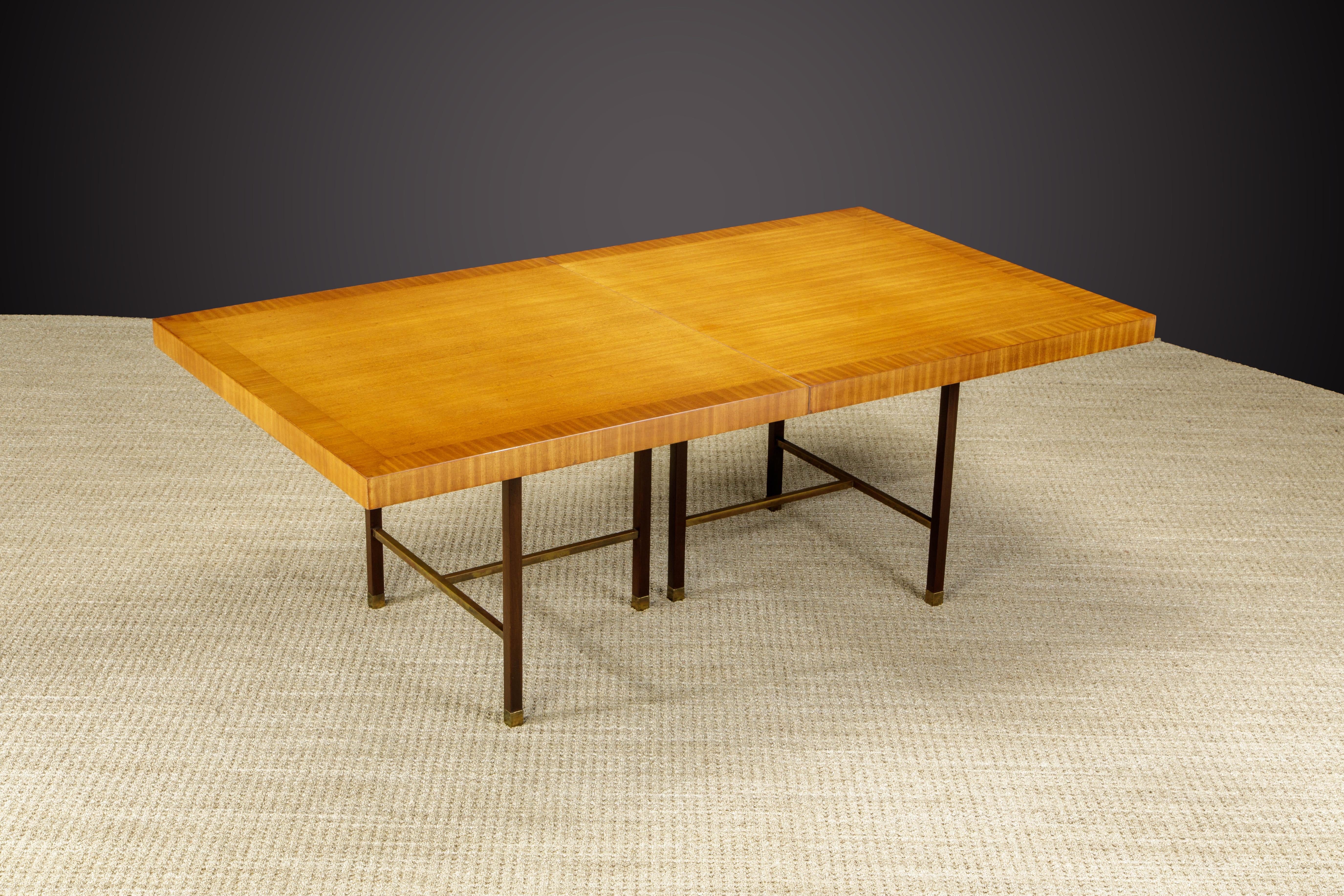 Harvey Probber 12-Person Extendable Dining Table in Mahogany and Brass, 1950s For Sale 2