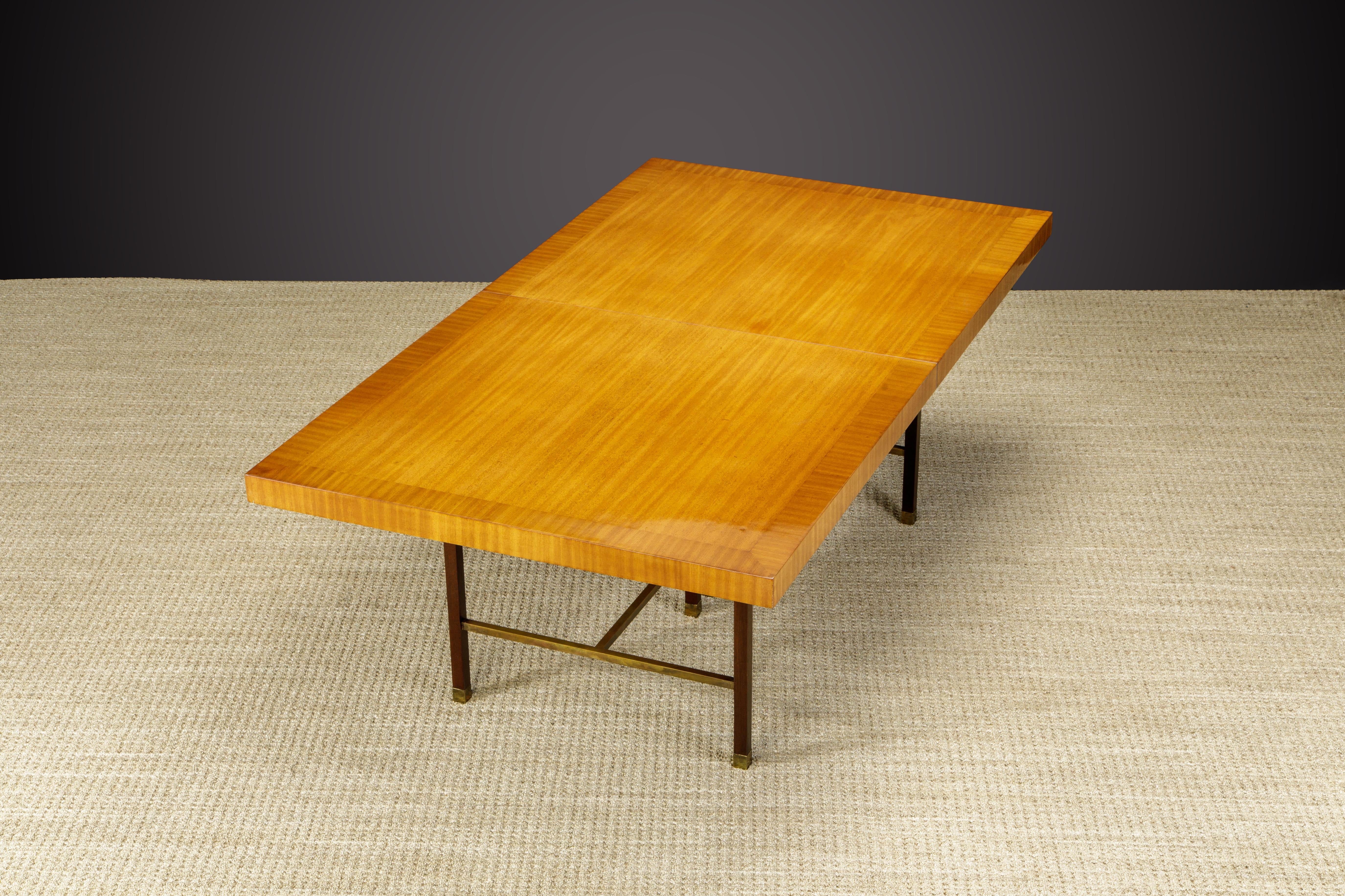 Harvey Probber 12-Person Extendable Dining Table in Mahogany and Brass, 1950s For Sale 3
