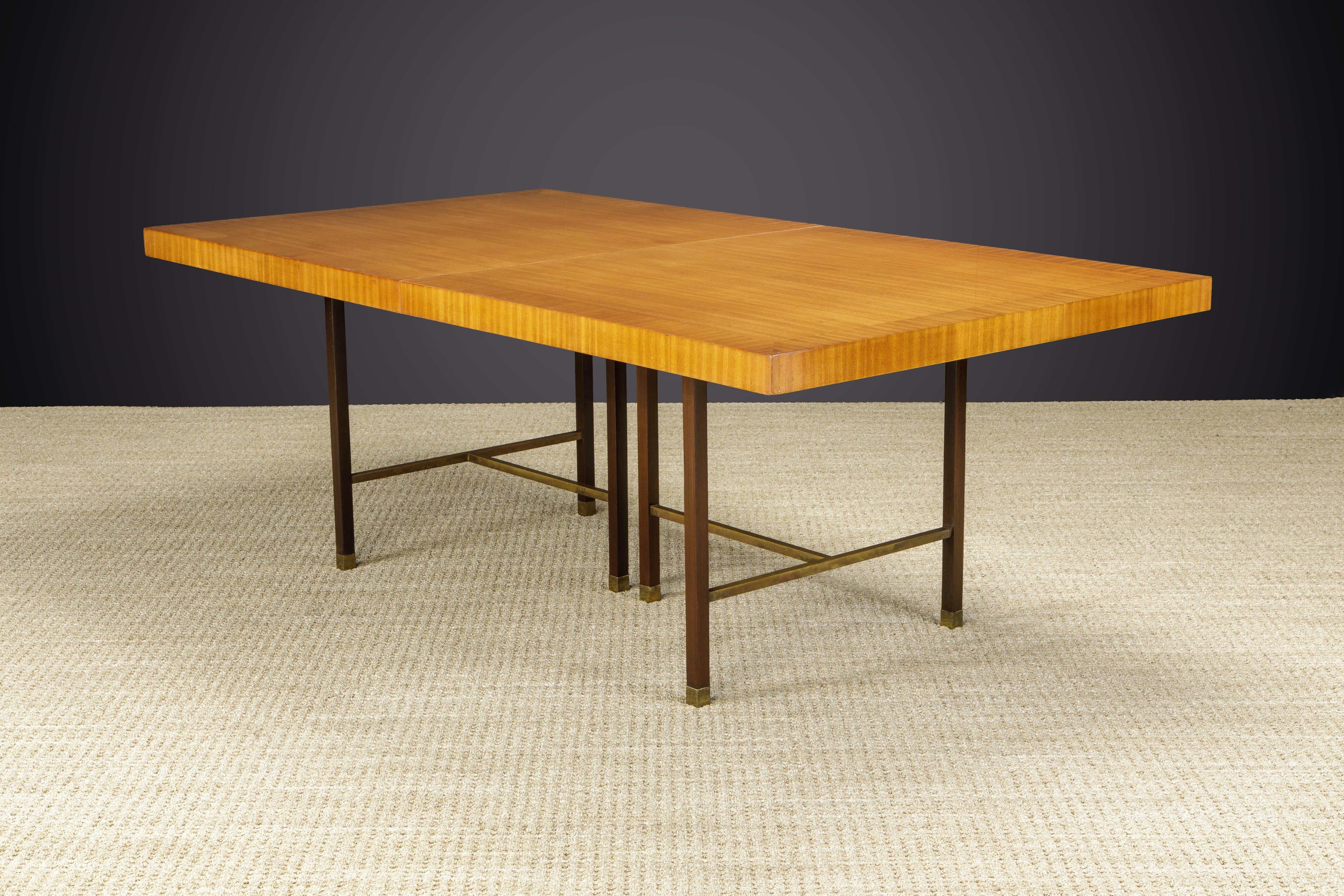 Harvey Probber 12-Person Extendable Dining Table in Mahogany and Brass, 1950s For Sale 4
