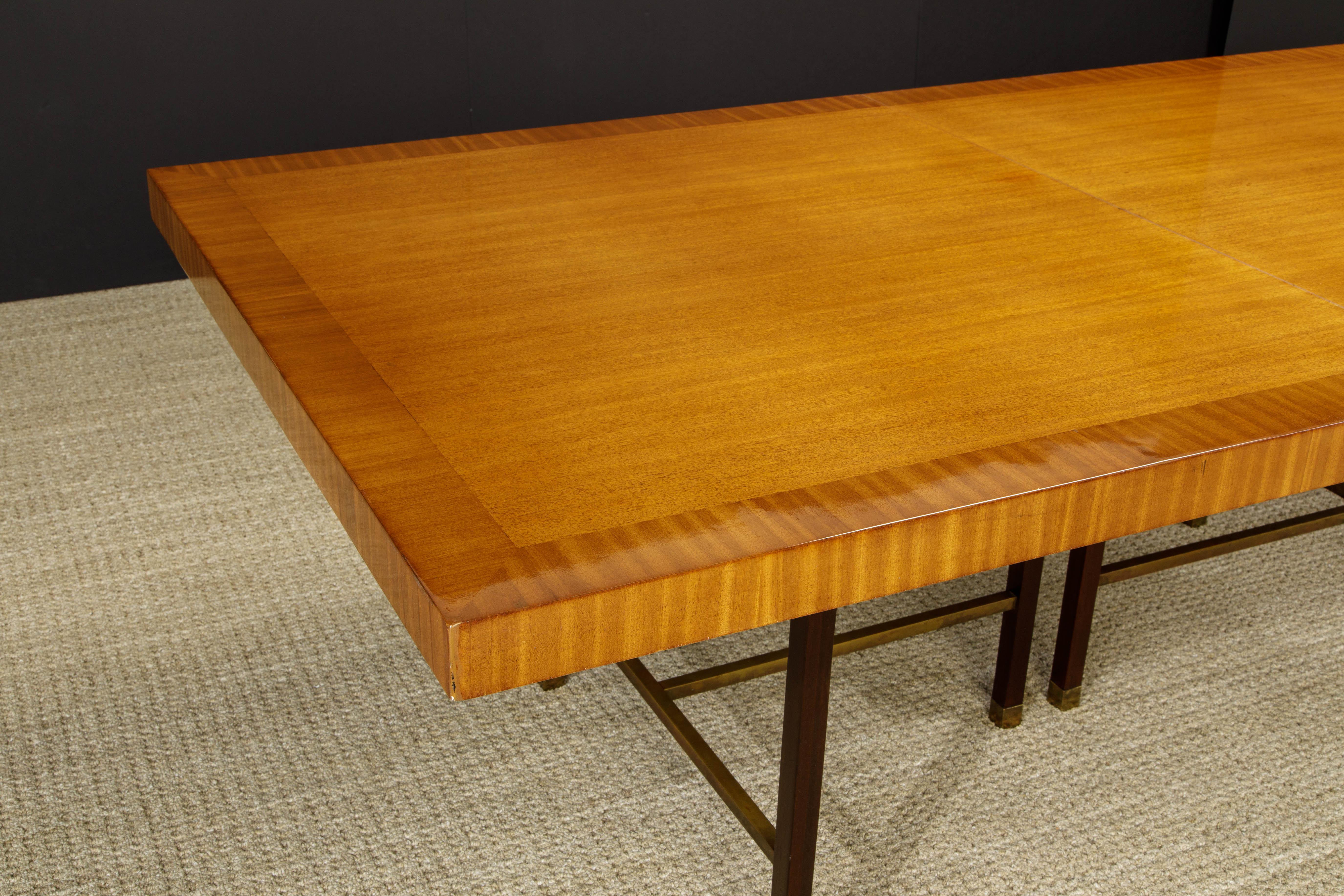 Harvey Probber 12-Person Extendable Dining Table in Mahogany and Brass, 1950s For Sale 5
