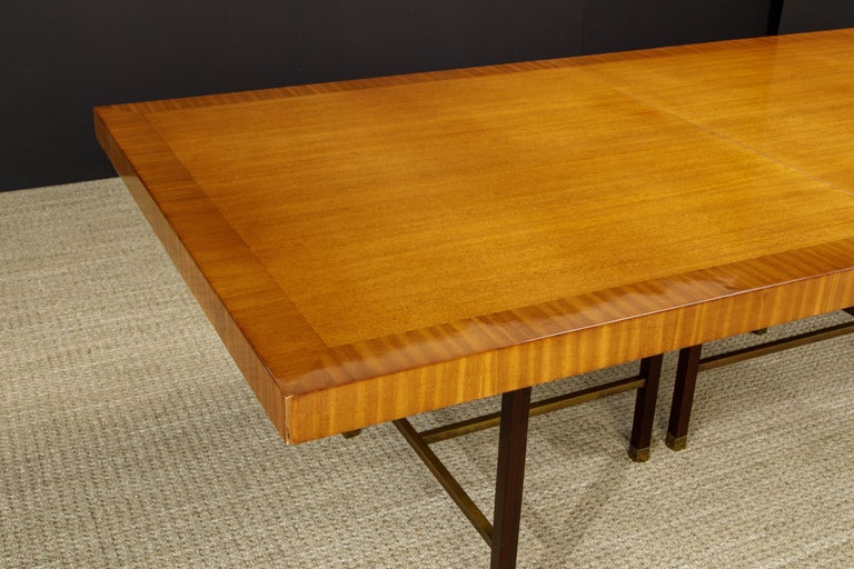 Harvey Probber 12-Person Extendable Dining Table in Mahogany and Brass, 1950s For Sale 8