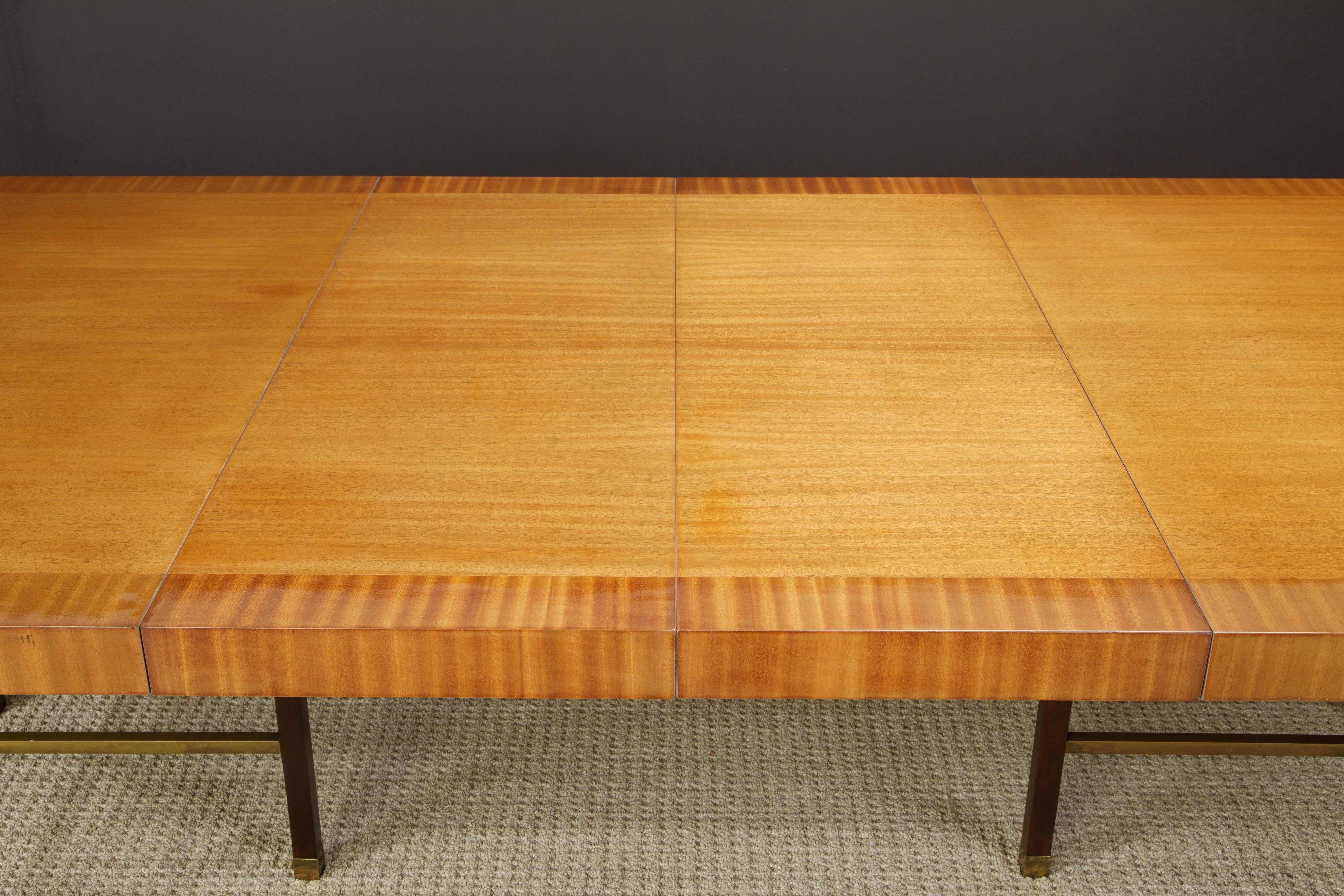 Harvey Probber 12-Person Extendable Dining Table in Mahogany and Brass, 1950s For Sale 6