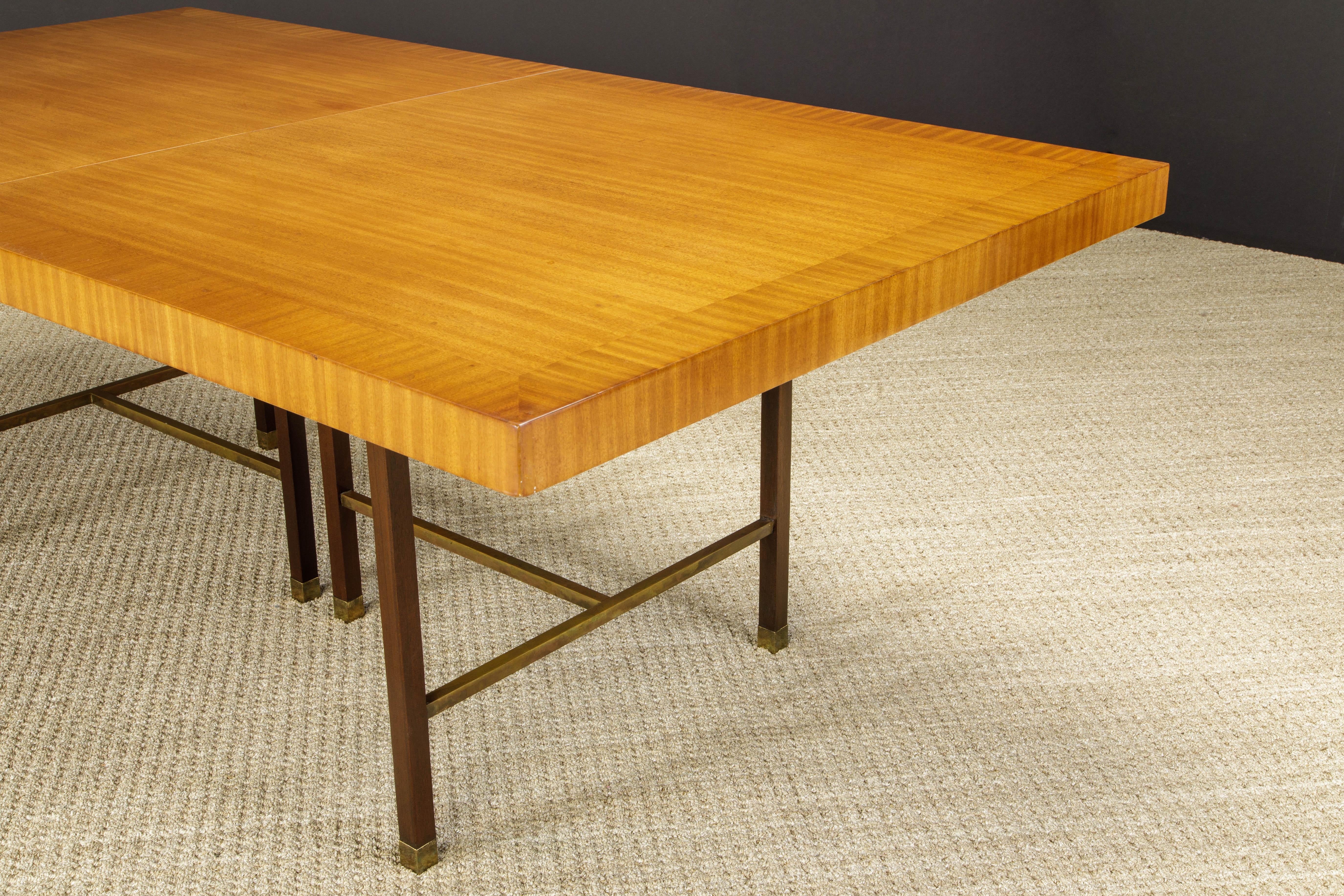 Harvey Probber 12-Person Extendable Dining Table in Mahogany and Brass, 1950s For Sale 7