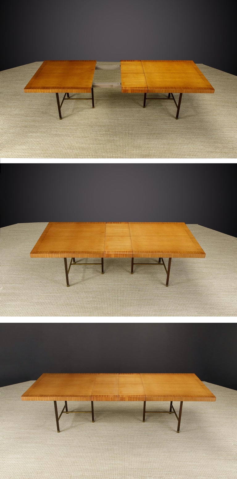 Mid-20th Century Harvey Probber 12-Person Extendable Dining Table in Mahogany and Brass, 1950s For Sale