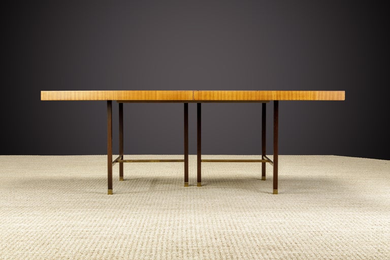 Harvey Probber 12-Person Extendable Dining Table in Mahogany and Brass, 1950s For Sale 1