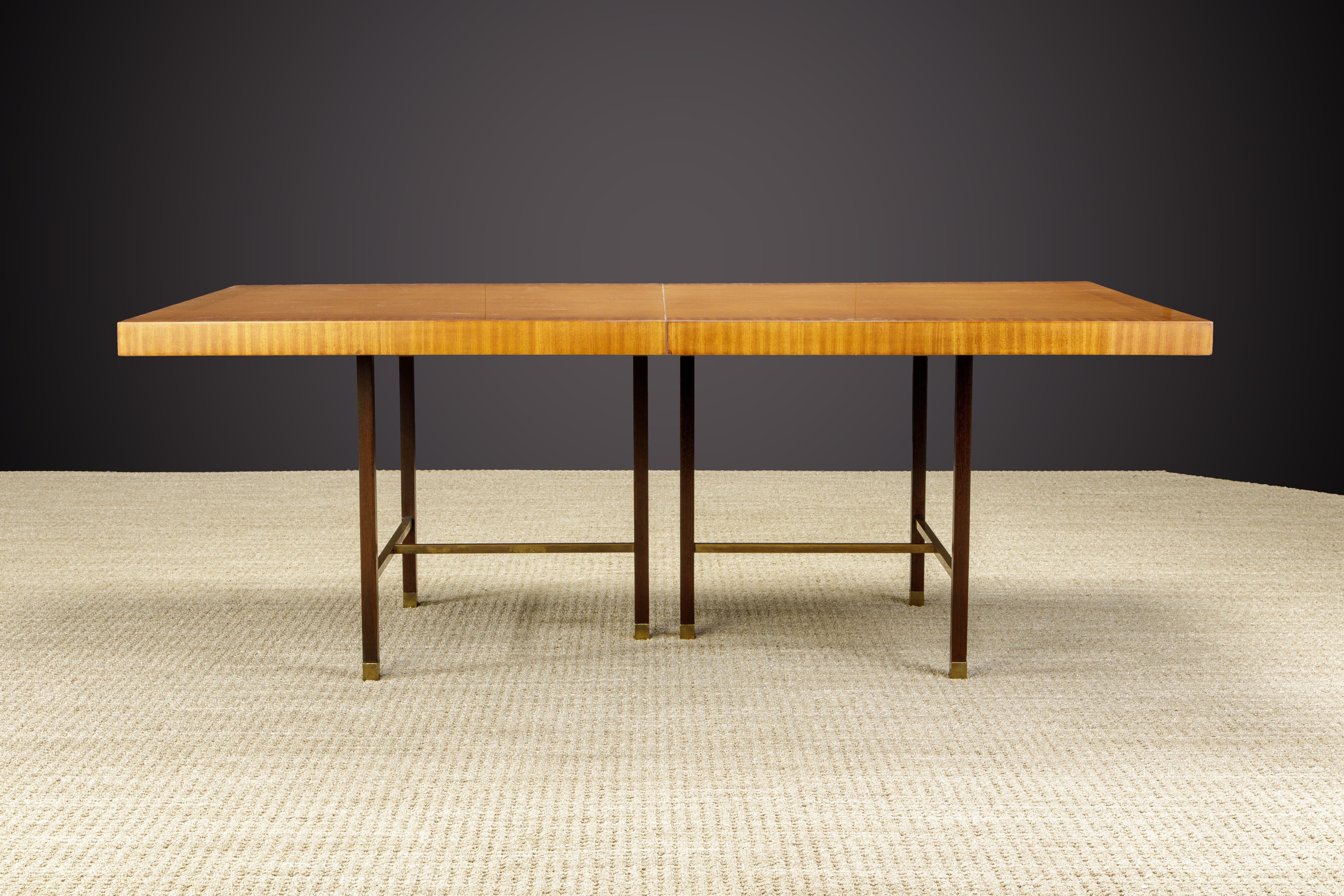 Harvey Probber 12-Person Extendable Dining Table in Mahogany and Brass, 1950s In Excellent Condition For Sale In Los Angeles, CA