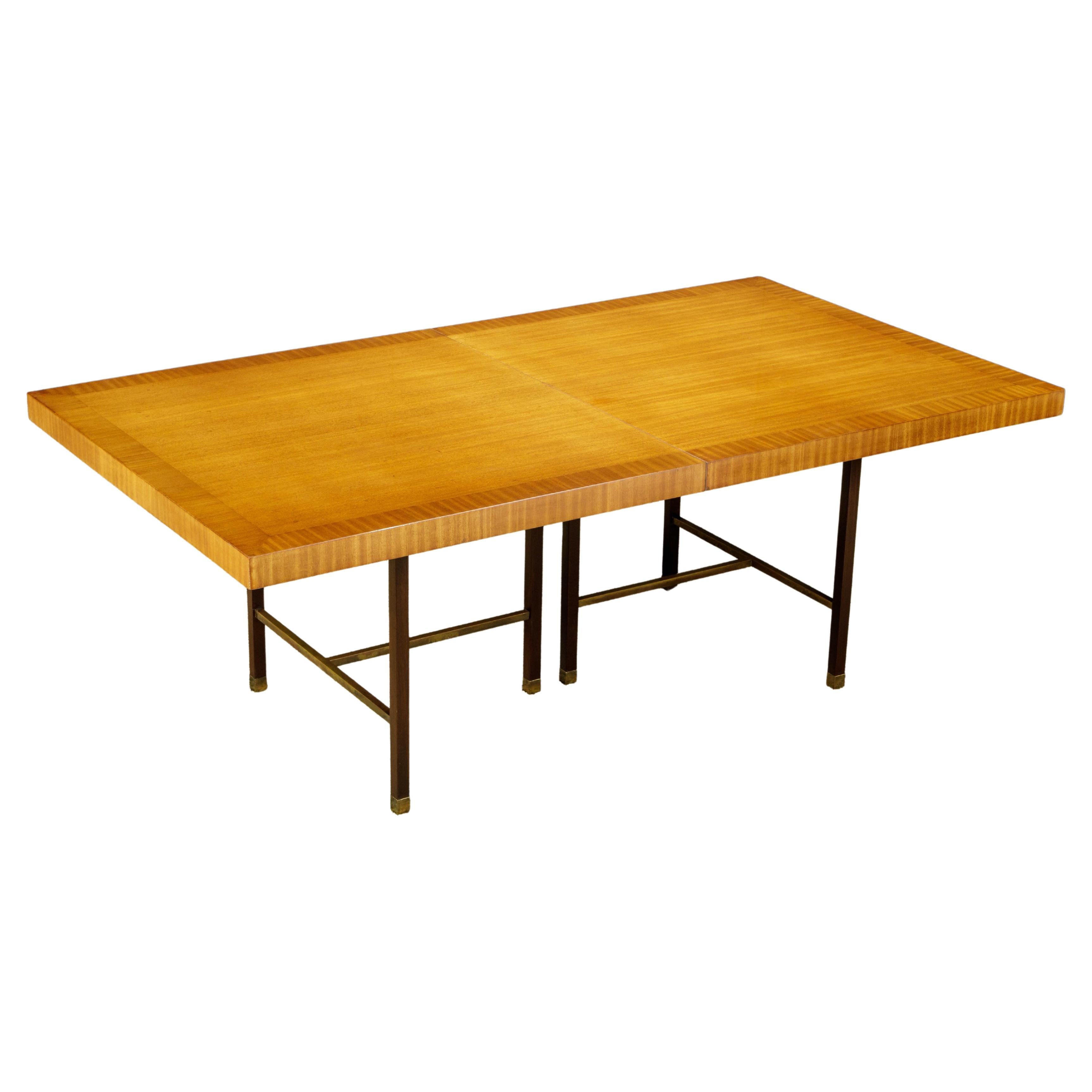 Harvey Probber 12-Person Extendable Dining Table in Mahogany and Brass, 1950s For Sale