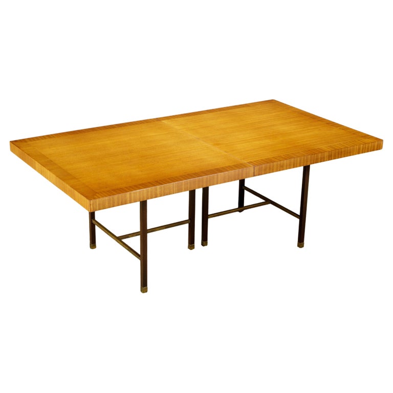 Harvey Probber 12-Person Extendable Dining Table in Mahogany and Brass, 1950s For Sale