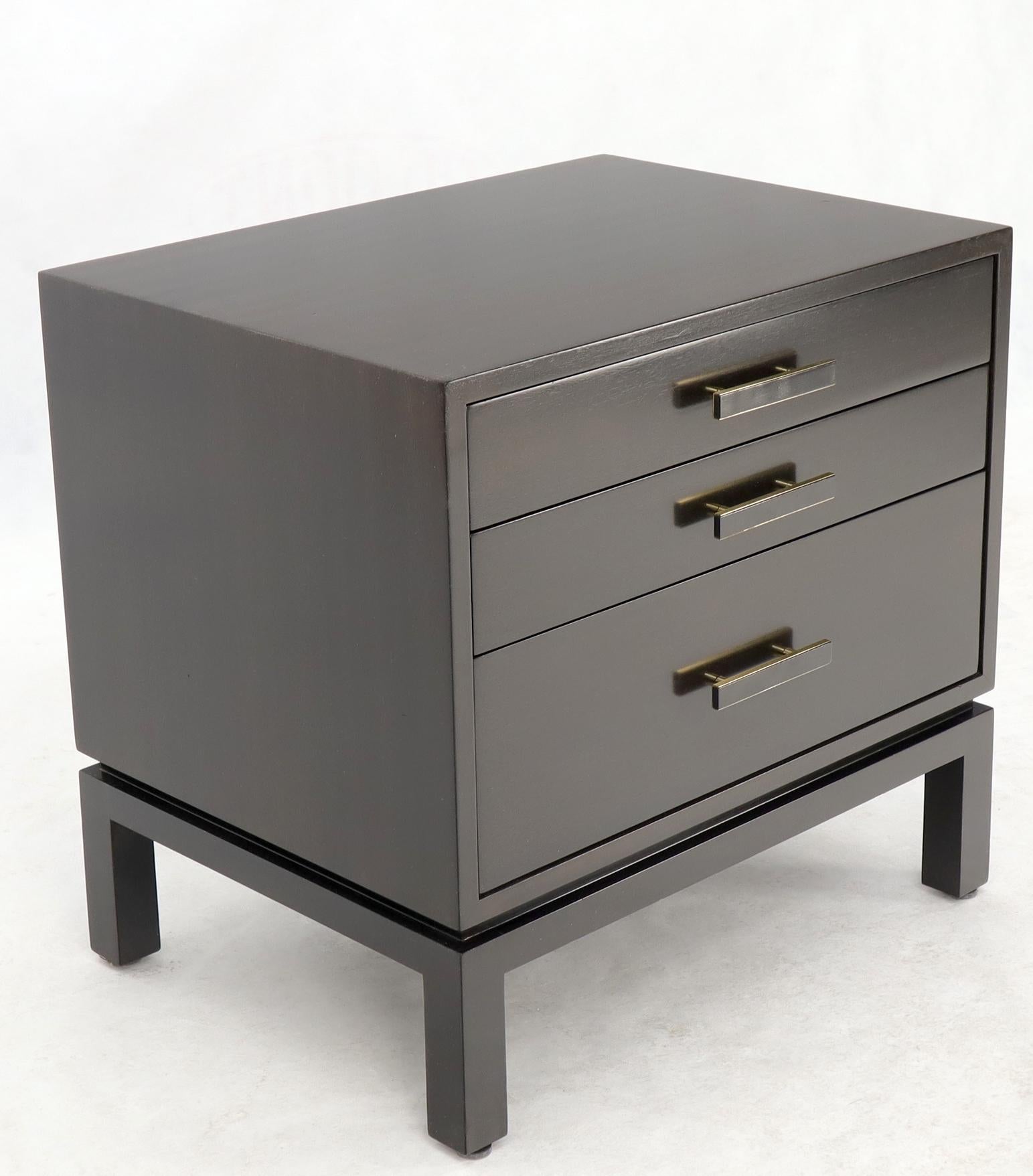 Lacquered Harvey Probber 3-Drawer Nightstand Ebonized Espresso Mahogany For Sale