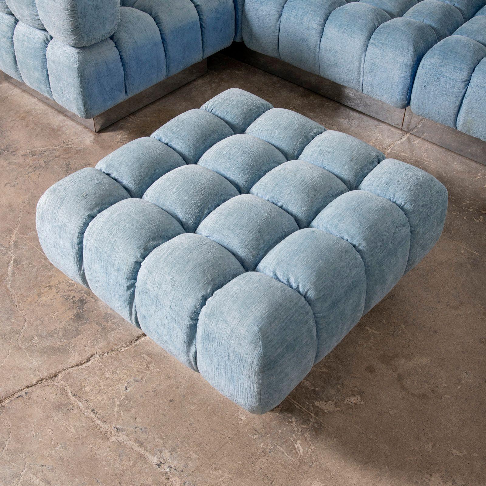 Harvey Probber 9-Seat Deep Tuft Sectional Sofa with Chrome Plinth Base - 1970s in vendita 6