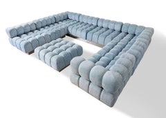 Harvey Probber 9-Seat Deep Tuft Sectional Sofa with Chrome Plinth Base - 1970s