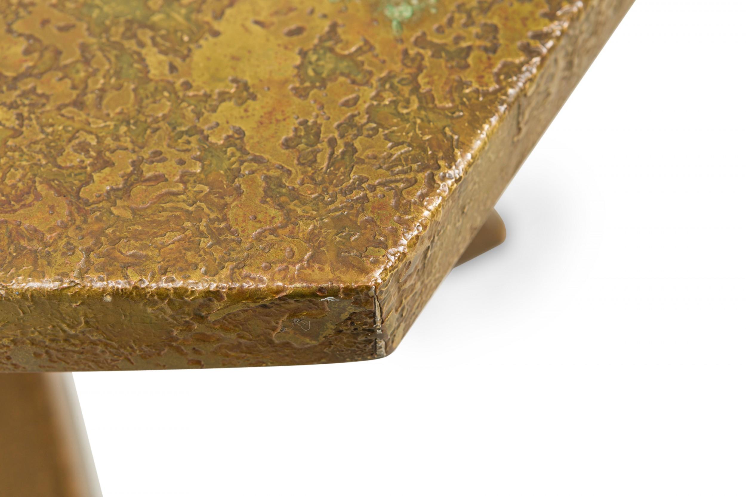 Harvey Probber Acid Etched Bronze Hexagonal End / Side Tables For Sale 11
