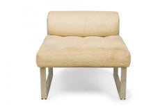 Harvey Probber Aluminum and Beige Fabric Upholstered Slipper / Side Chair