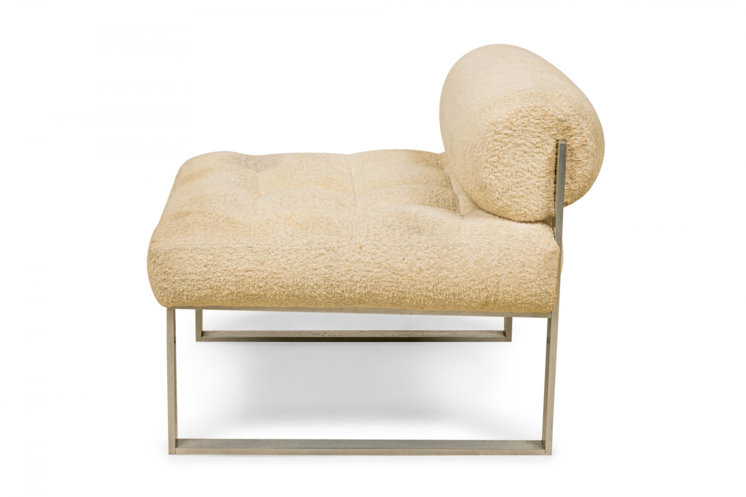 Mid-Century Modern Harvey Probber Aluminum and Beige Fabric Upholstered Slipper / Side Chair For Sale