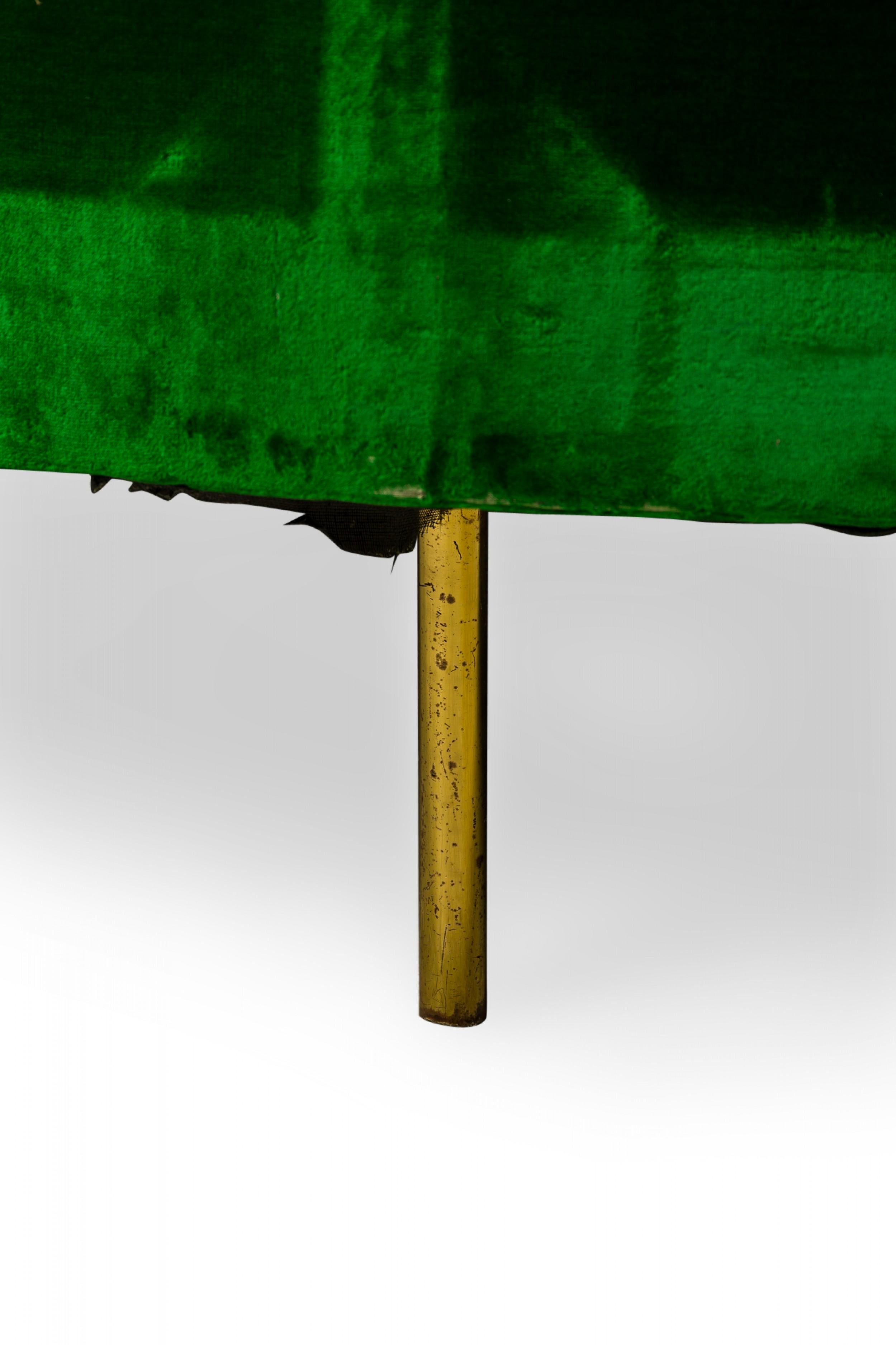 Brass Harvey Probber American Mid-Century Green Velvet Round Sofa For Sale