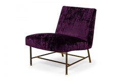 Harvey Probber American Mid-Century Purple Velour and Brass Slipper Chair