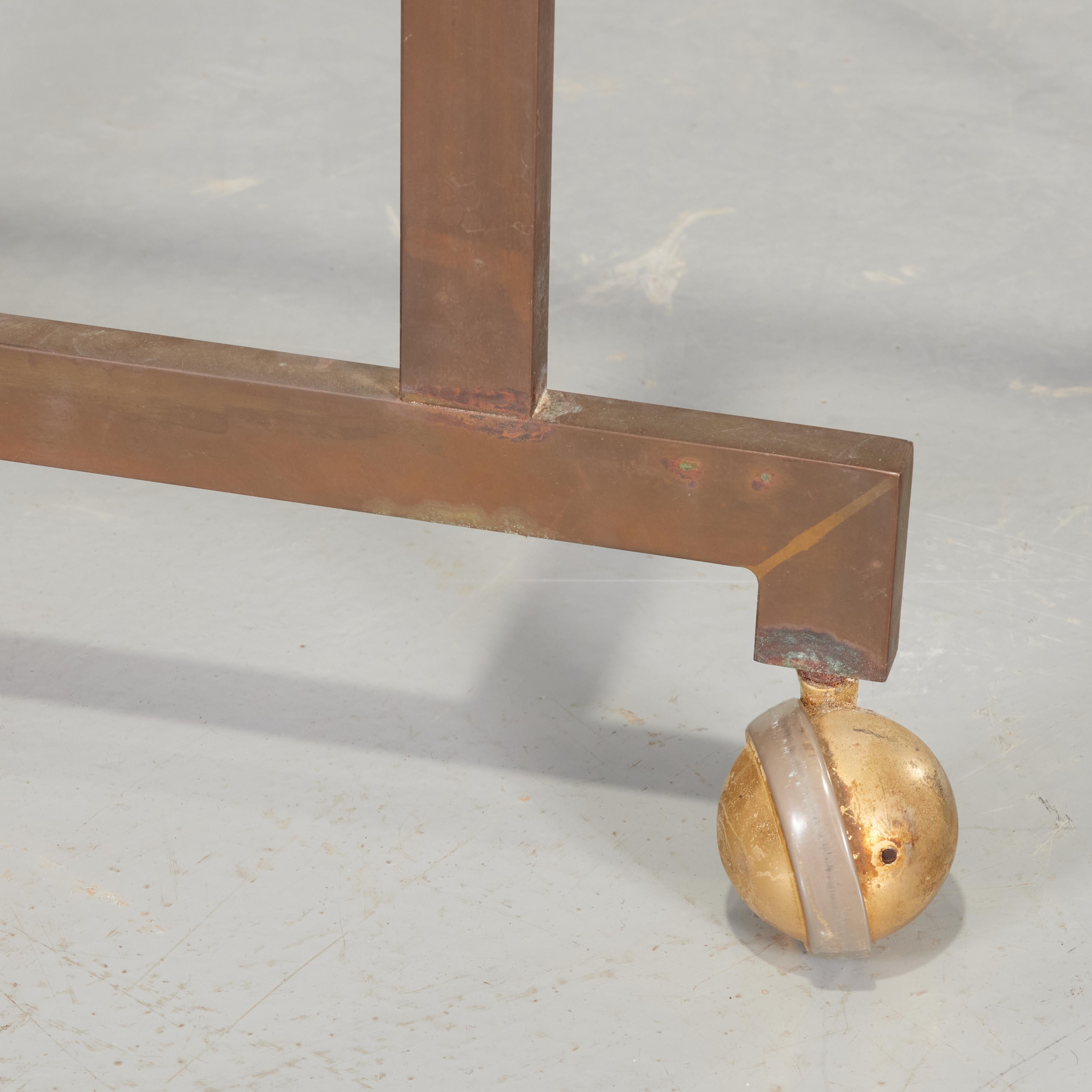 Harvey Probber Architectural Brass Serving Table In Good Condition For Sale In Brooklyn, NY