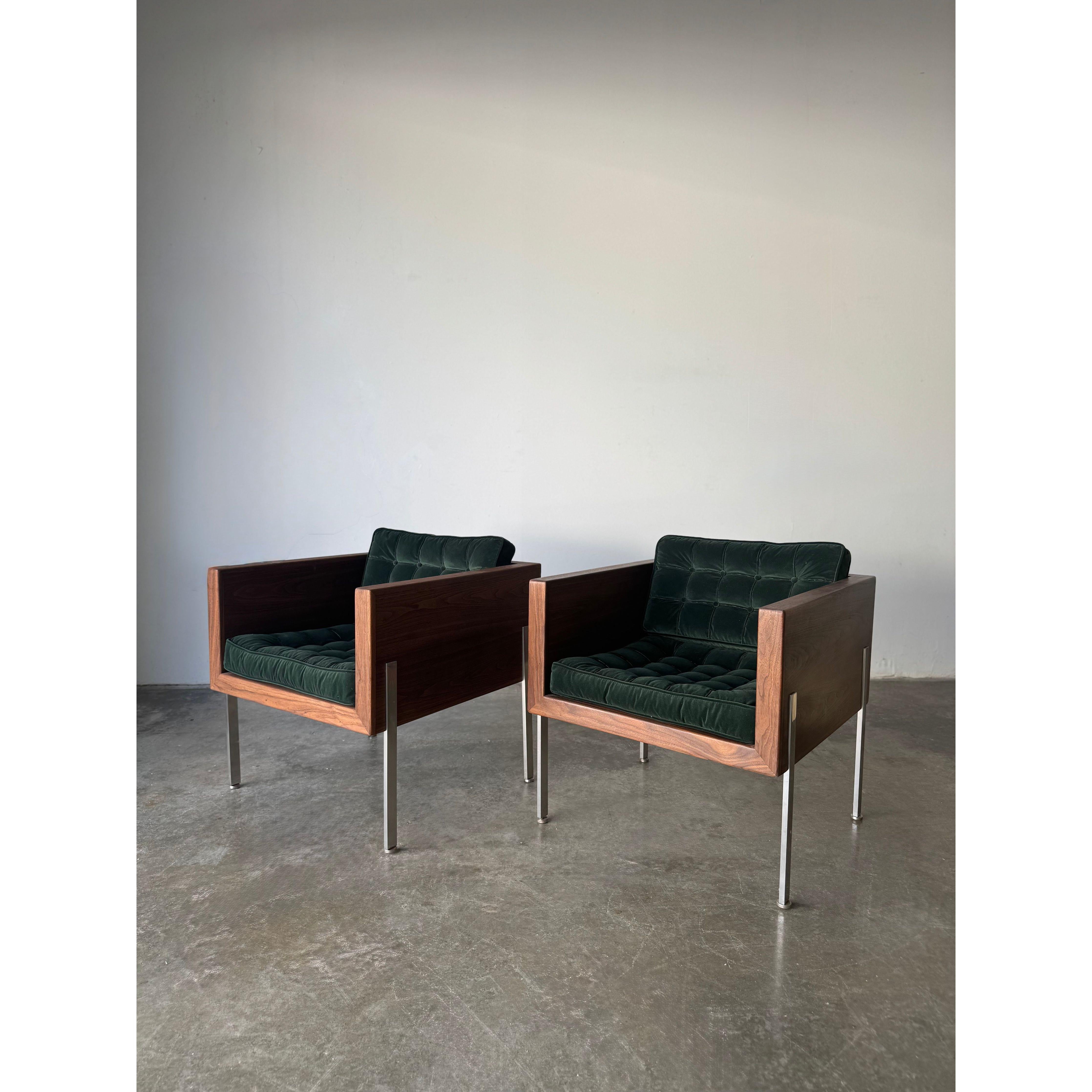 Harvey Probber Architectural Series Cube Club Chairs Model 248 In Excellent Condition In Boca Raton, FL