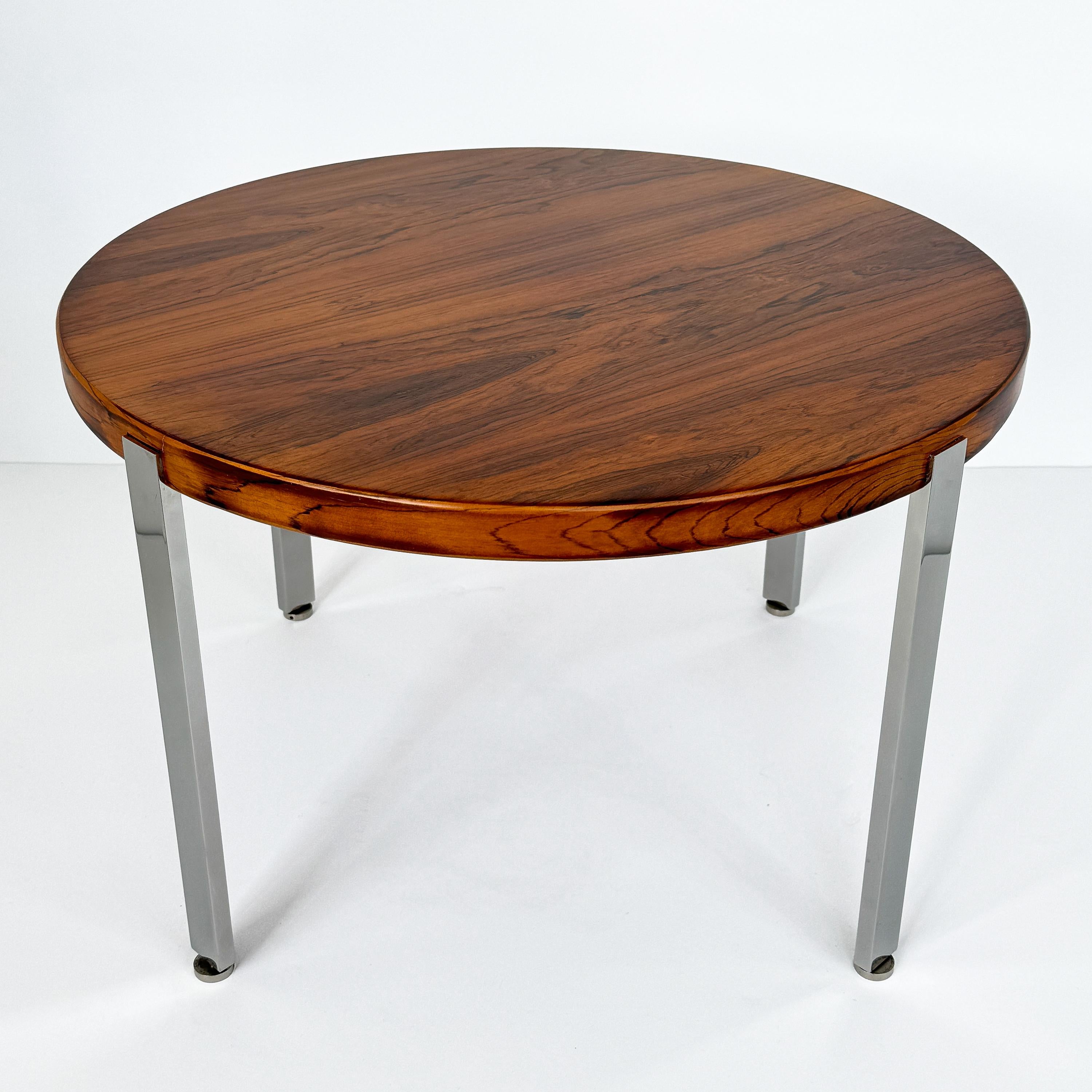 Polished Harvey Probber Architectural Series Rosewood and Steel Side Table