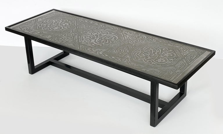 Mid-20th Century Harvey Probber / Arpad Rosti Etched Metal Top Coffee Table