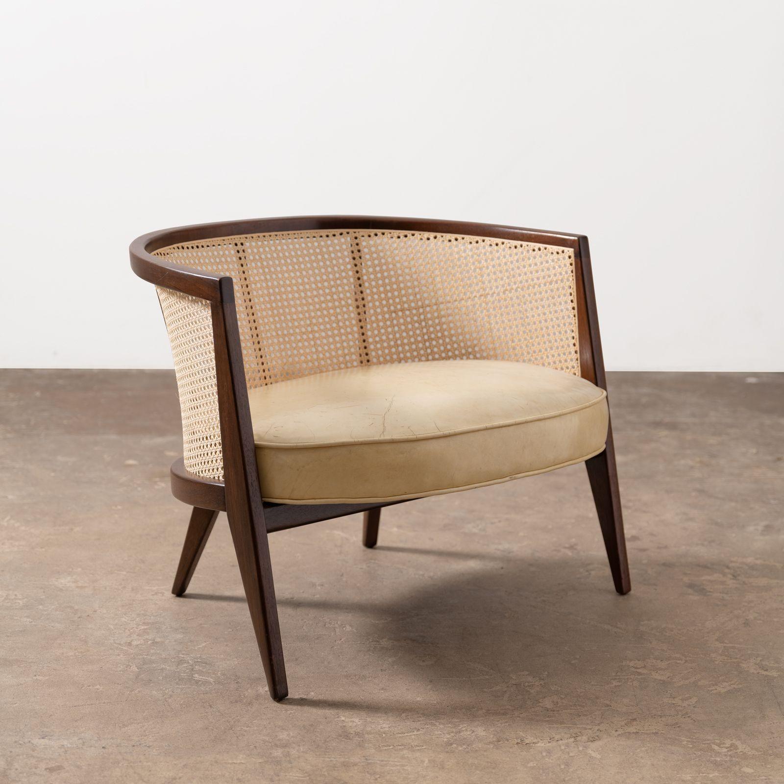 Mid-Century Modern Harvey Probber Barrel Back Cane Lounge Chair 1960s