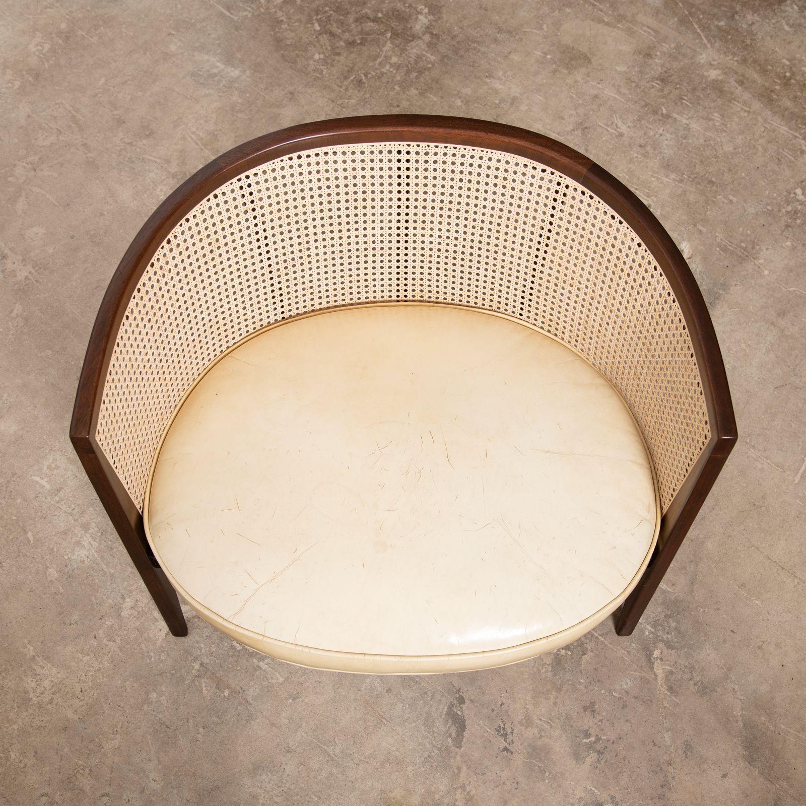 20th Century Harvey Probber Barrel Back Cane Lounge Chair 1960s