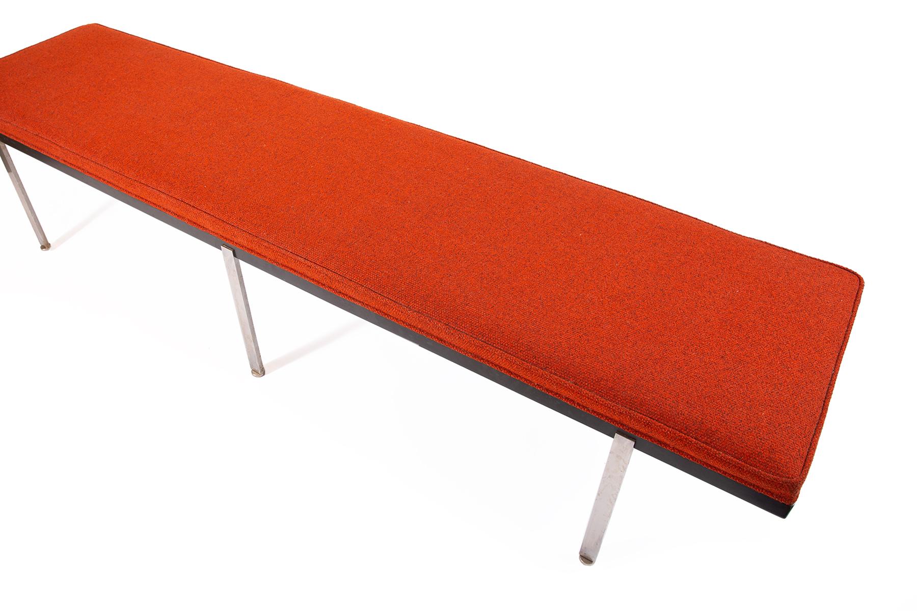 orange metal bench