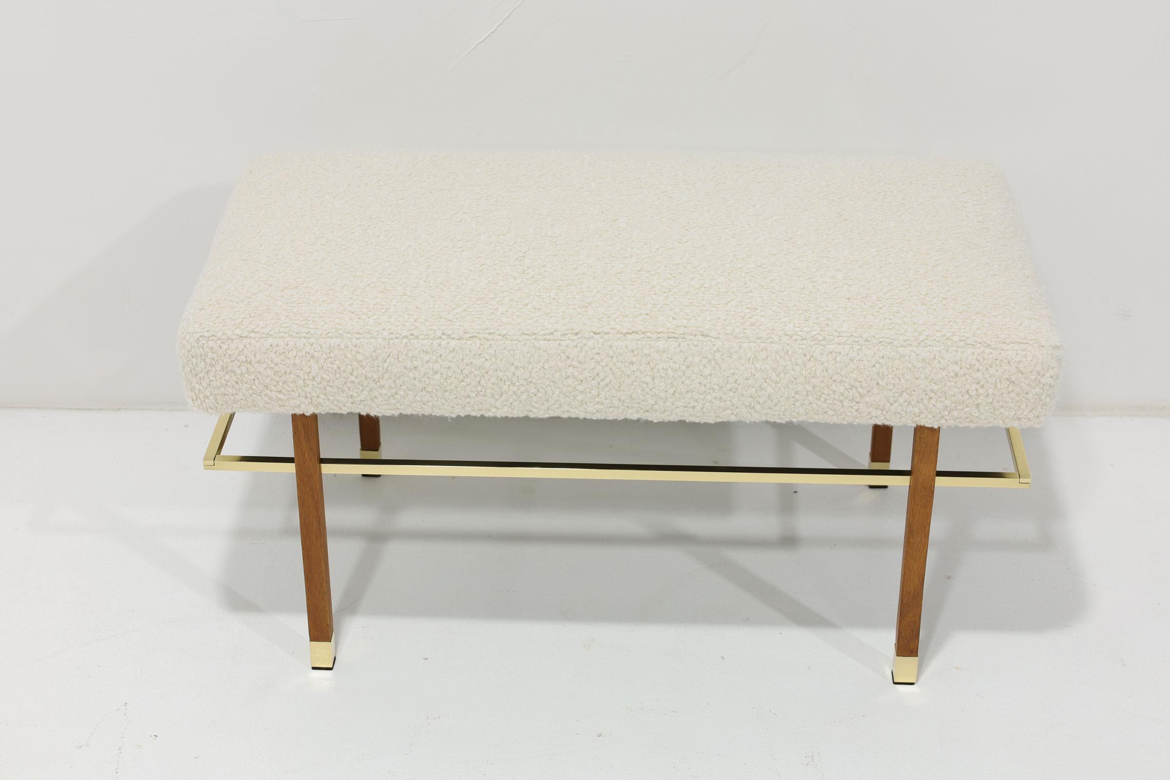 Harvey Probber Bench in Holly Hunt Upholstery with Brass Trim For Sale 1