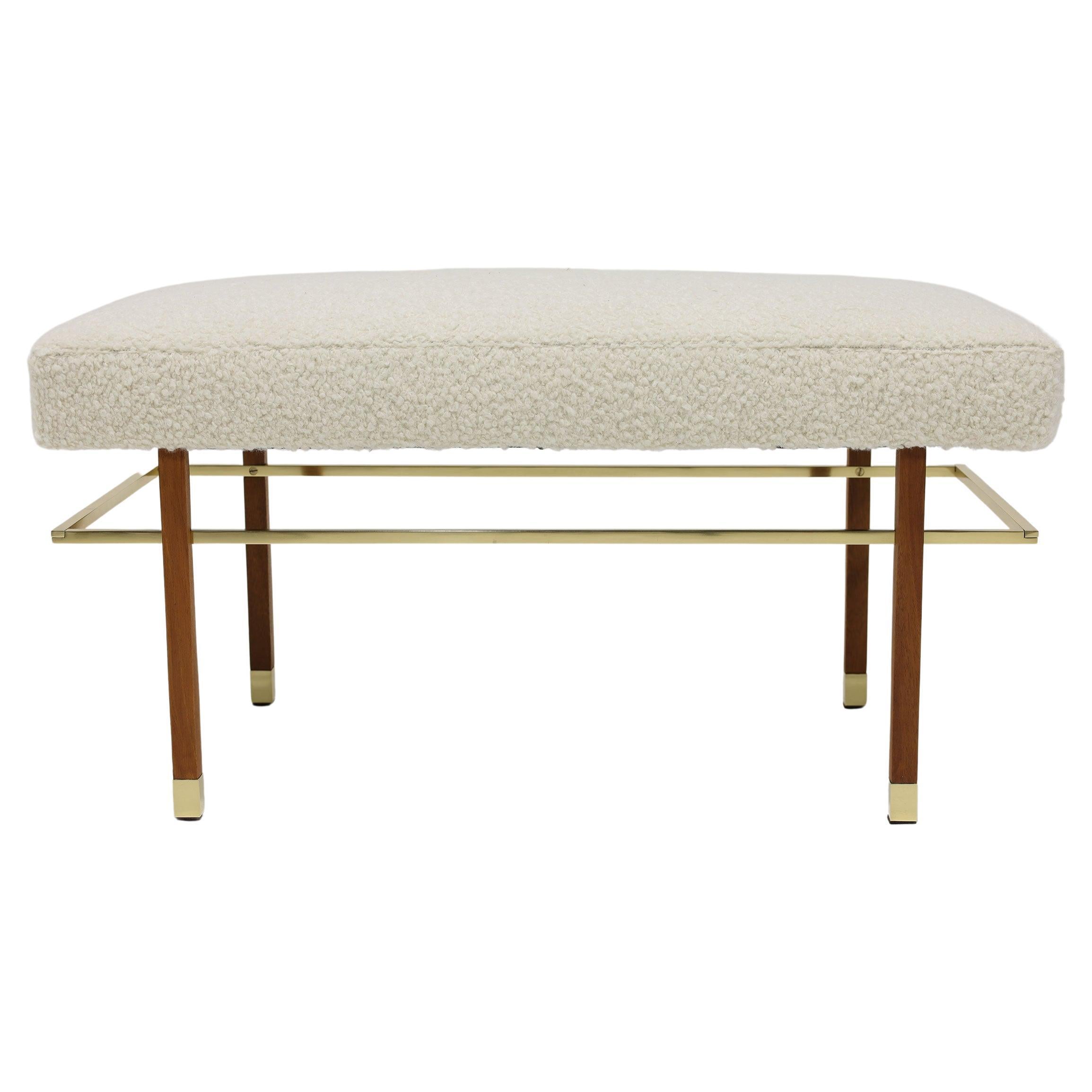 Harvey Probber Bench in Holly Hunt Upholstery with Brass Trim For Sale
