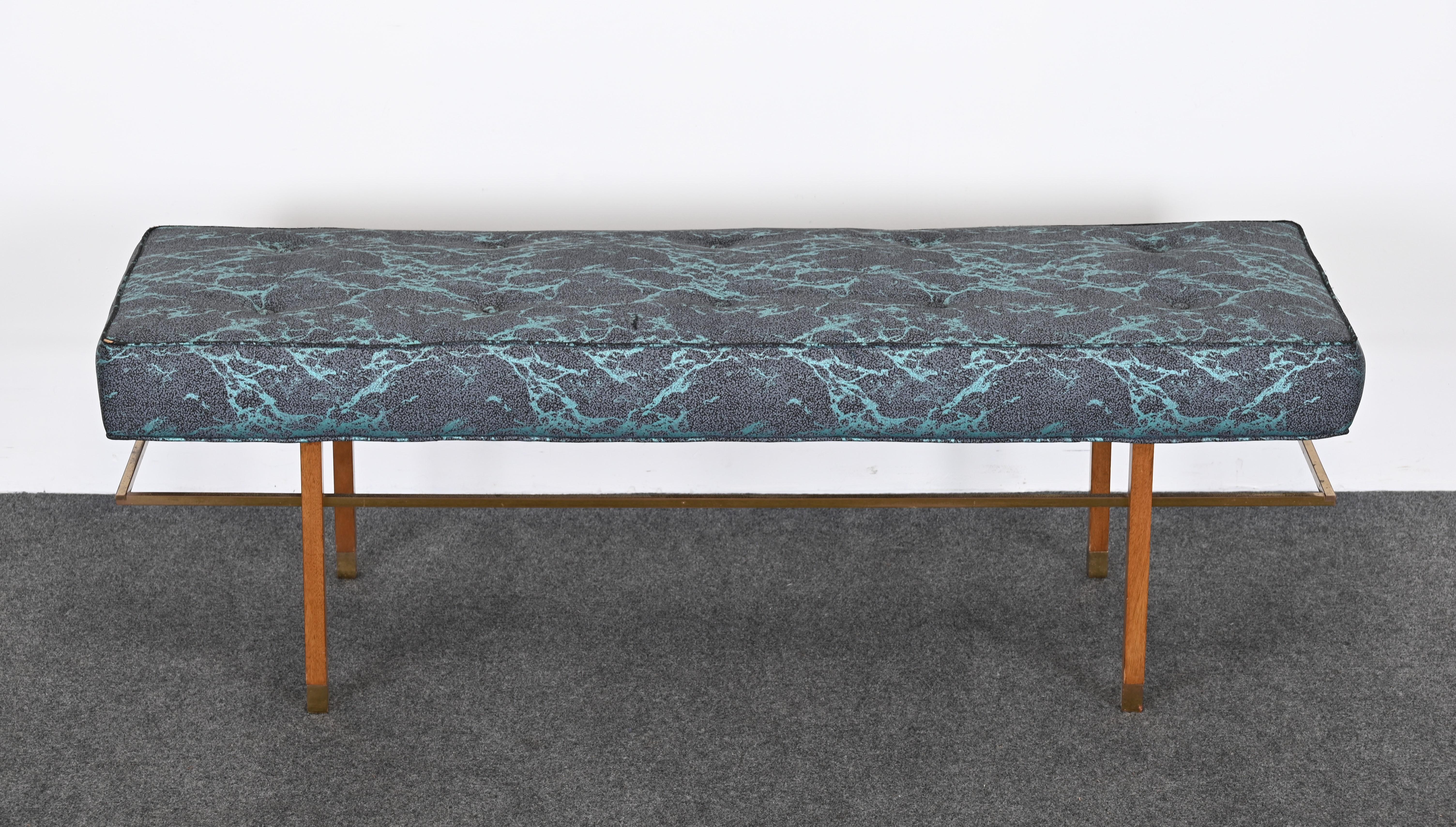 American Harvey Probber Bench with Brass Accents, 1955