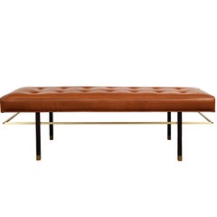 Harvey Probber Bench with Floating Brass Stretcher, 1950s