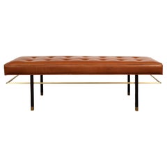 Harvey Probber Bench with Floating Brass Stretcher, 1950s