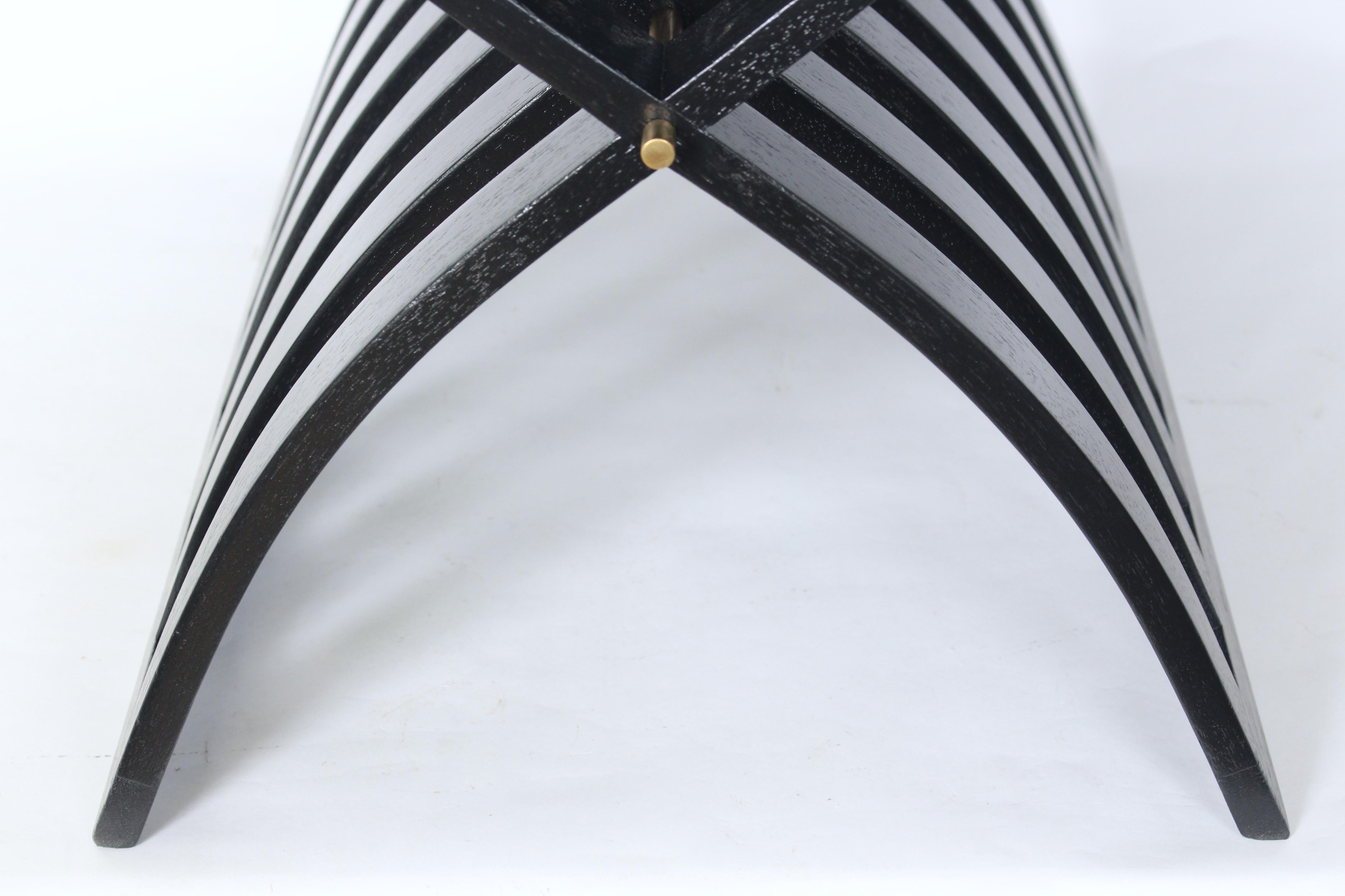 Harvey Probber Black Enamel Mahogany Curved Slat X Base End Table, Circa 1960 For Sale 8