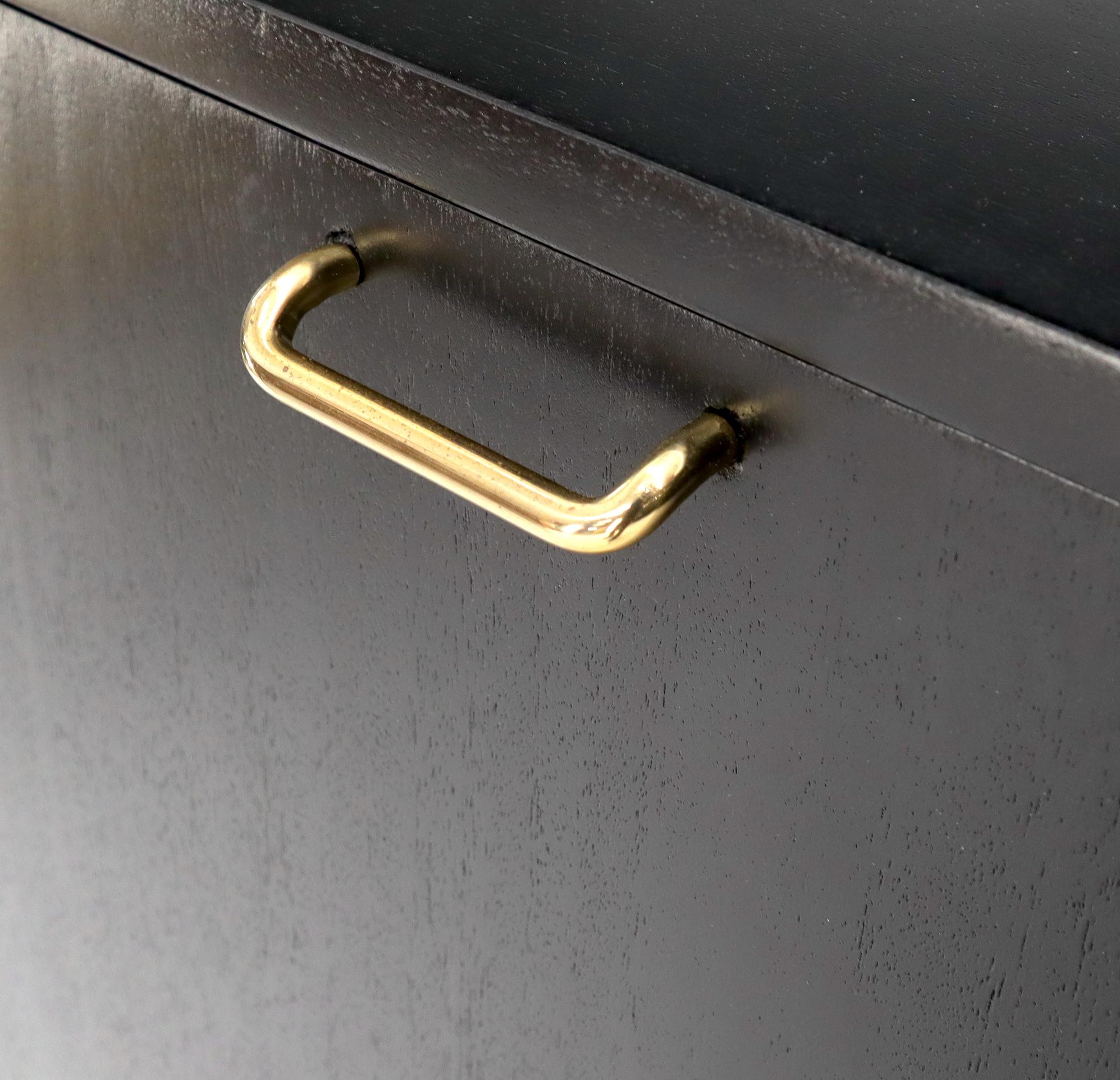Harvey Probber Black Lacquer Brass Hardware and Legs 4 Drawers Credenza 3