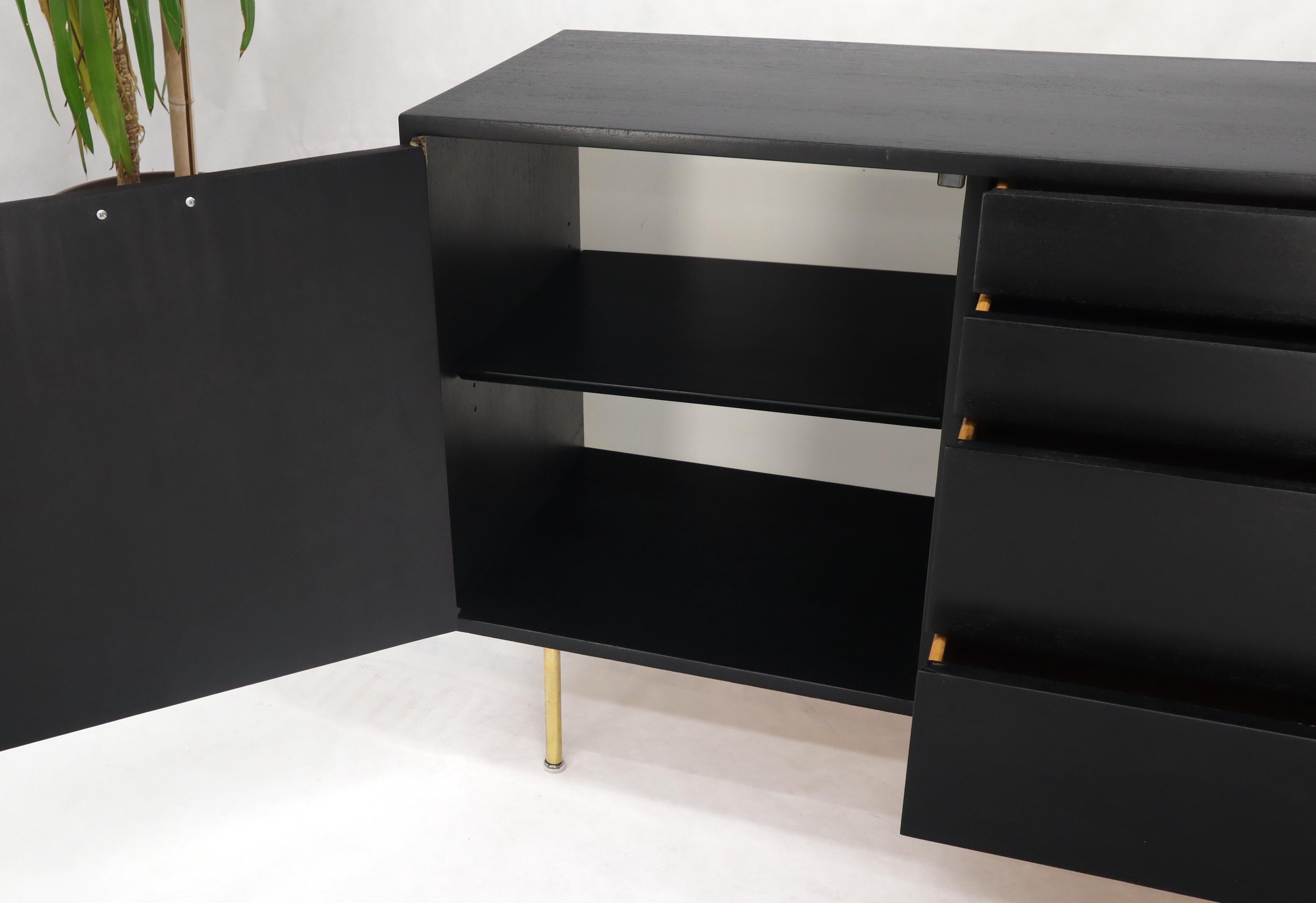 Harvey Probber Black Lacquer Brass Hardware and Legs 4 Drawers Credenza 5