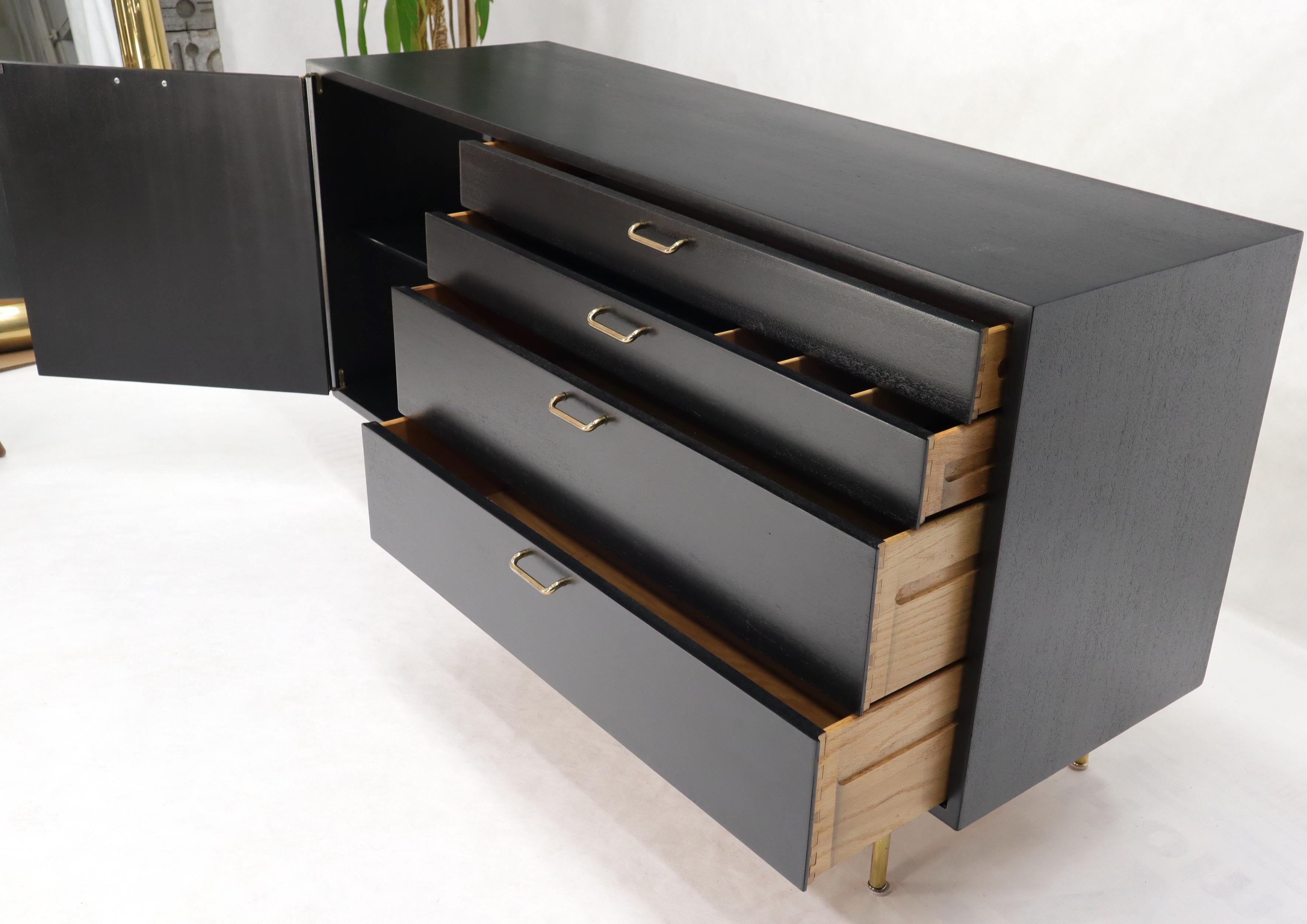 Harvey Probber Black Lacquer Brass Hardware and Legs 4 Drawers Credenza 6