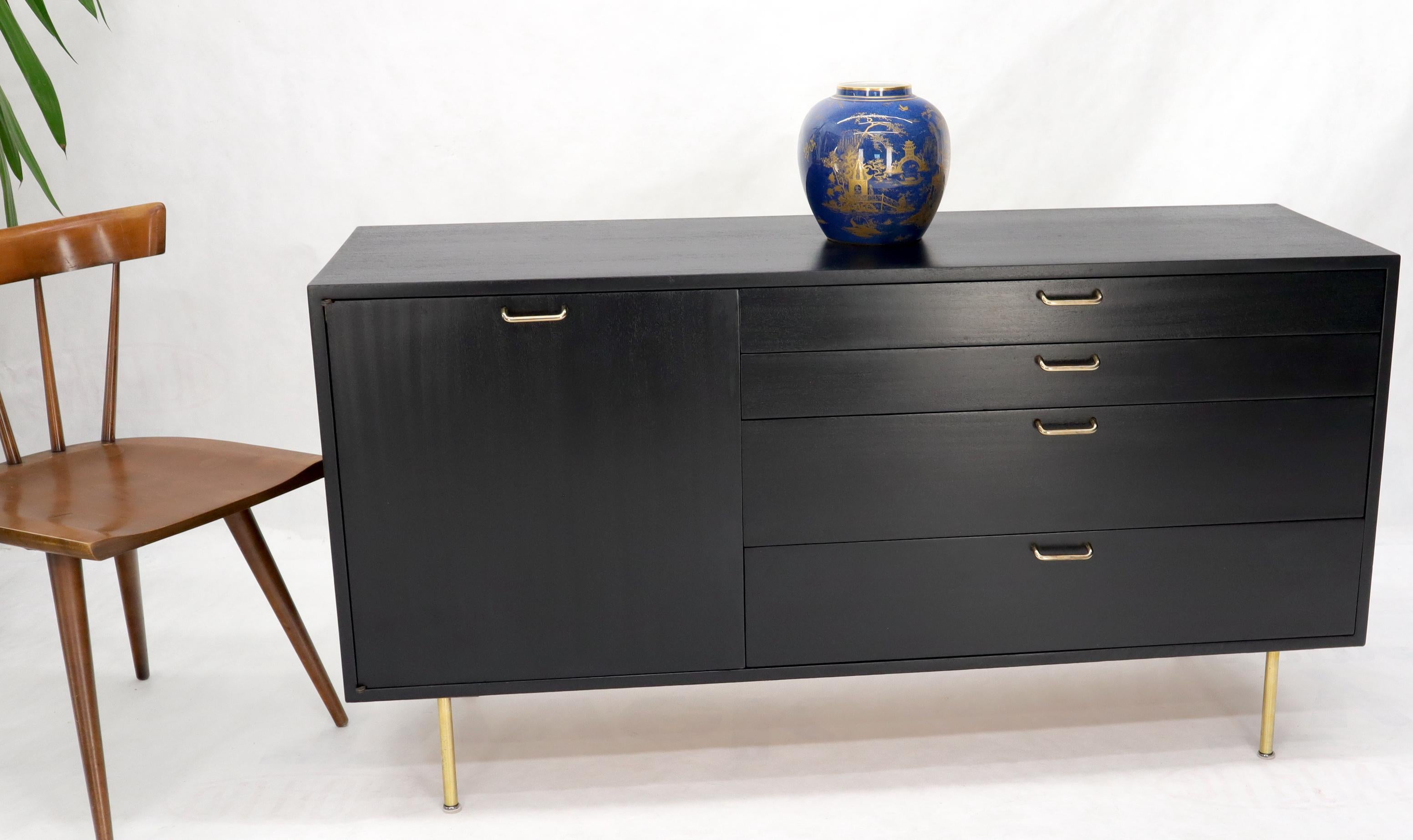 Harvey Probber Black Lacquer Brass Hardware and Legs 4 Drawers Credenza 10