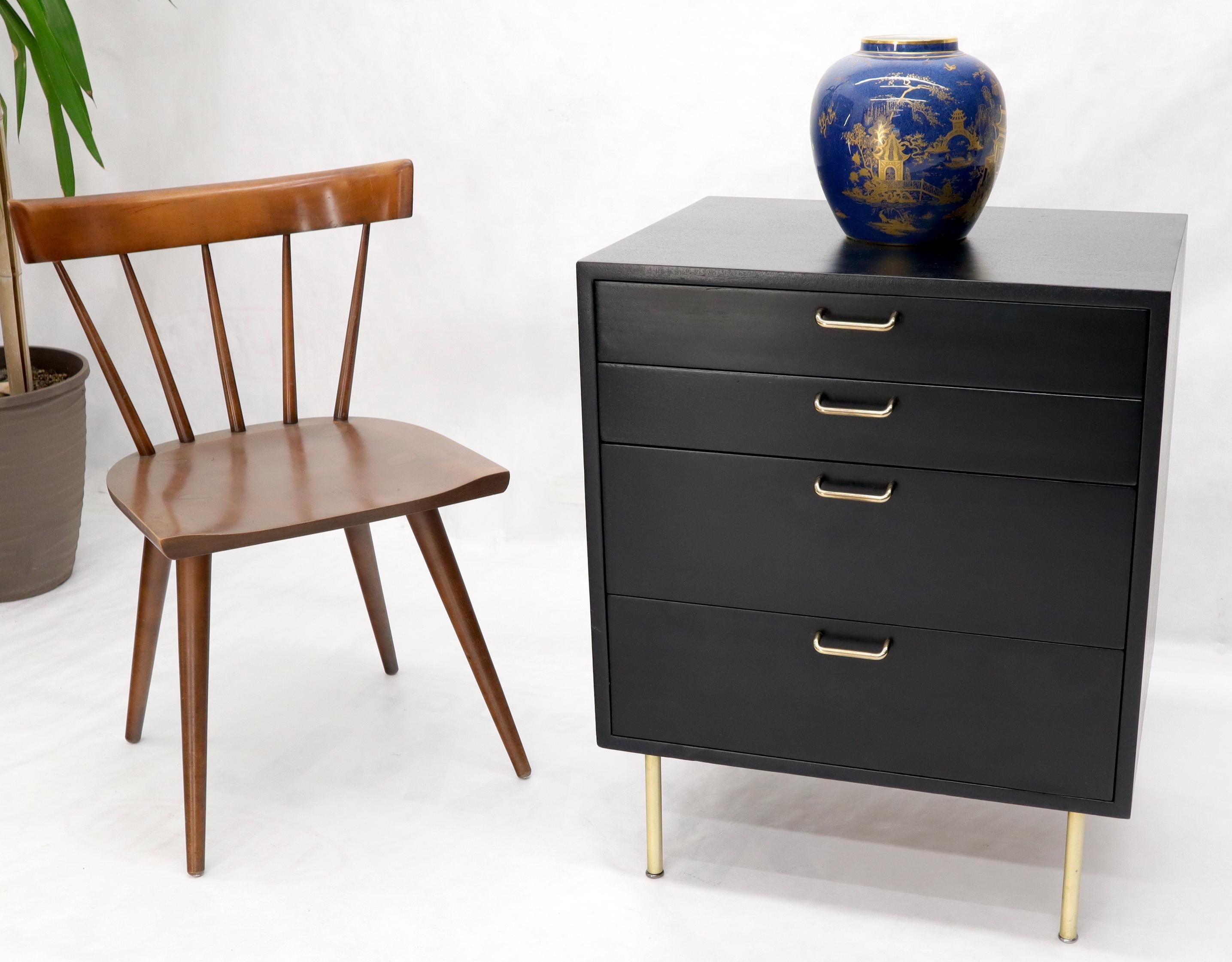20th Century Harvey Probber Black Lacquer Mahogany Brass Hardware and Legs 4 Drawer Chest For Sale
