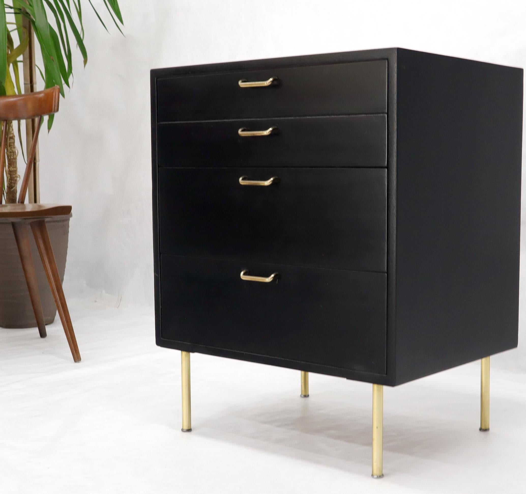 Harvey Probber Black Lacquer Mahogany Brass Hardware and Legs 4 Drawer Chest In Good Condition For Sale In Rockaway, NJ
