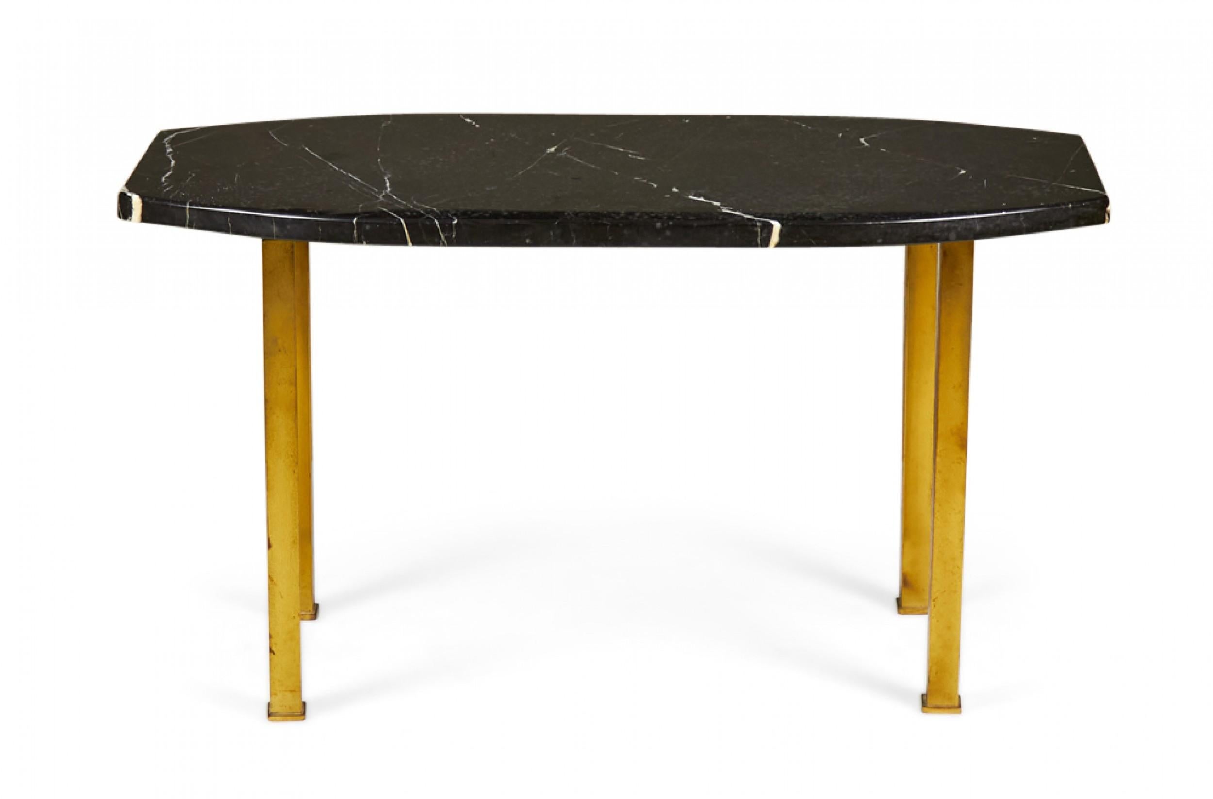American Harvey Probber Black Marble and Brass Cocktail / Coffee Table For Sale