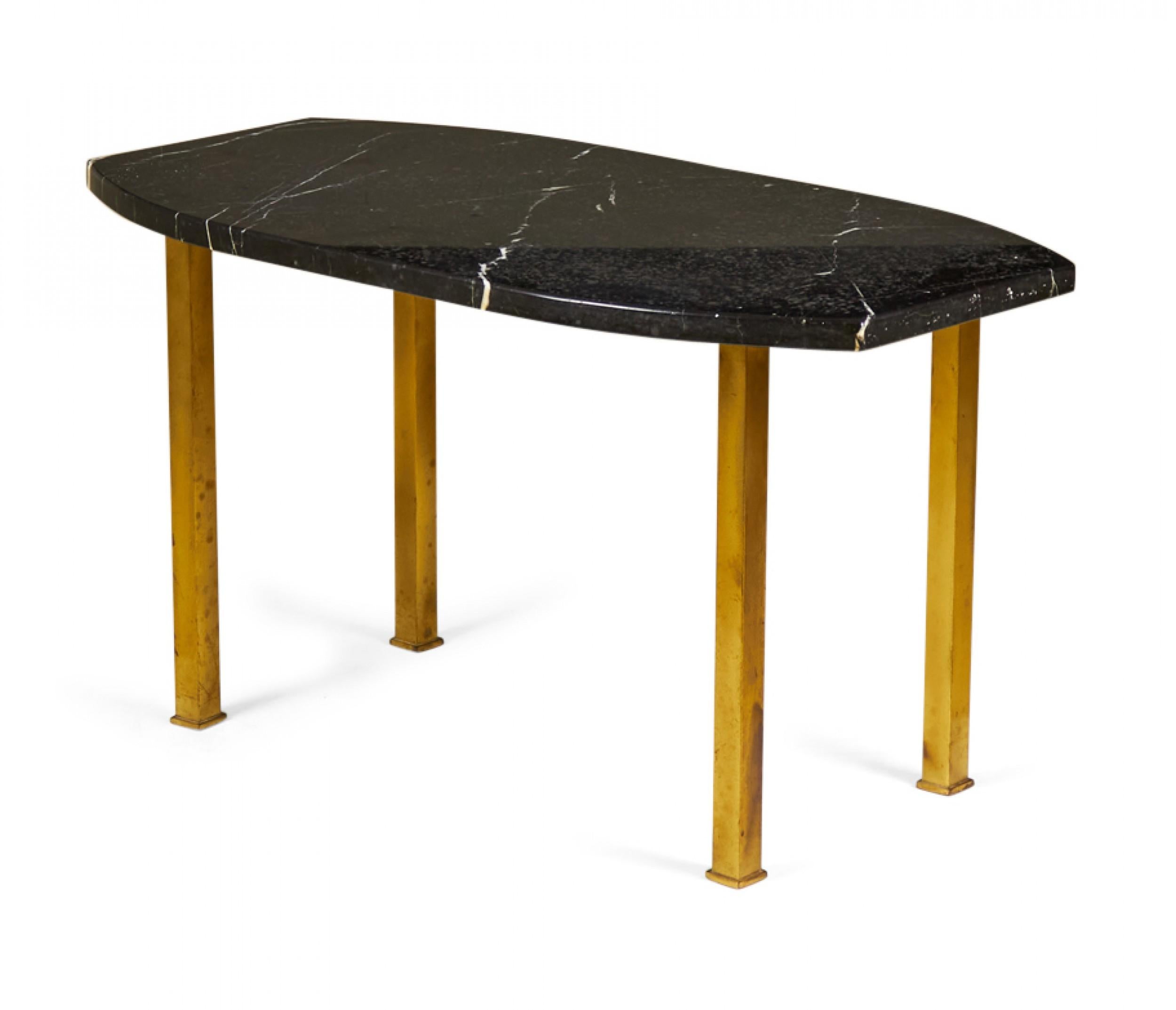 Harvey Probber Black Marble and Brass Cocktail / Coffee Table In Good Condition For Sale In New York, NY