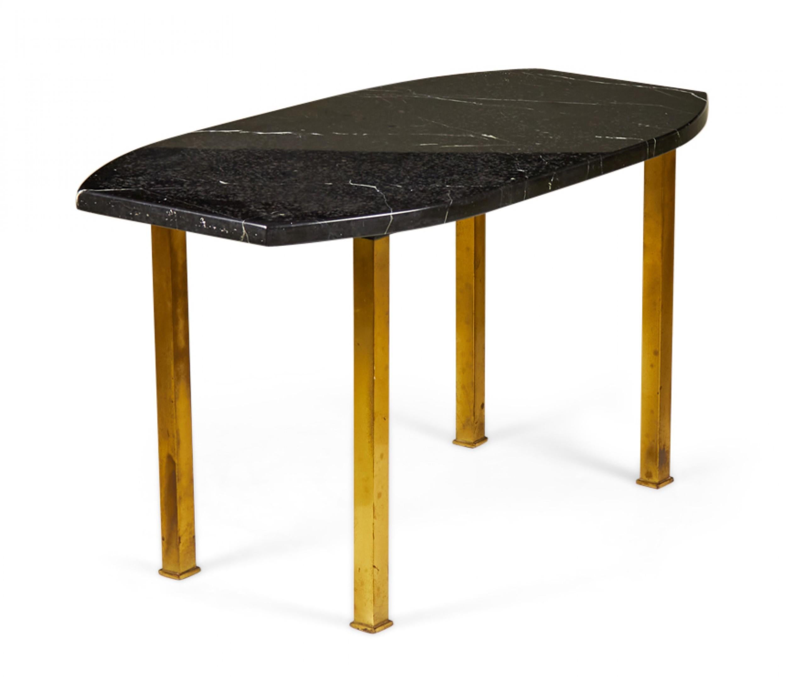 Metal Harvey Probber Black Marble and Brass Cocktail / Coffee Table For Sale