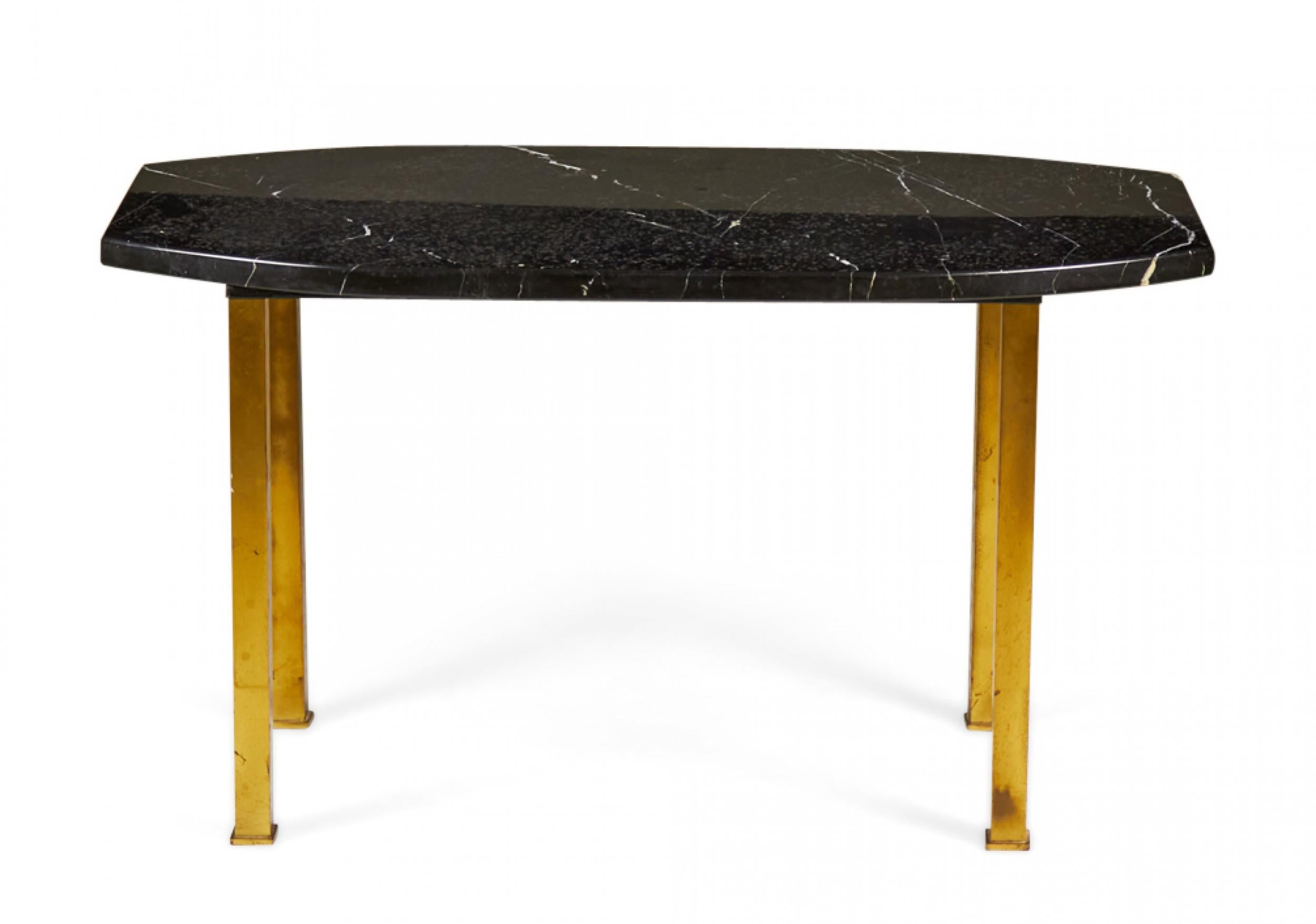 Harvey Probber Black Marble and Brass Cocktail / Coffee Table For Sale 1