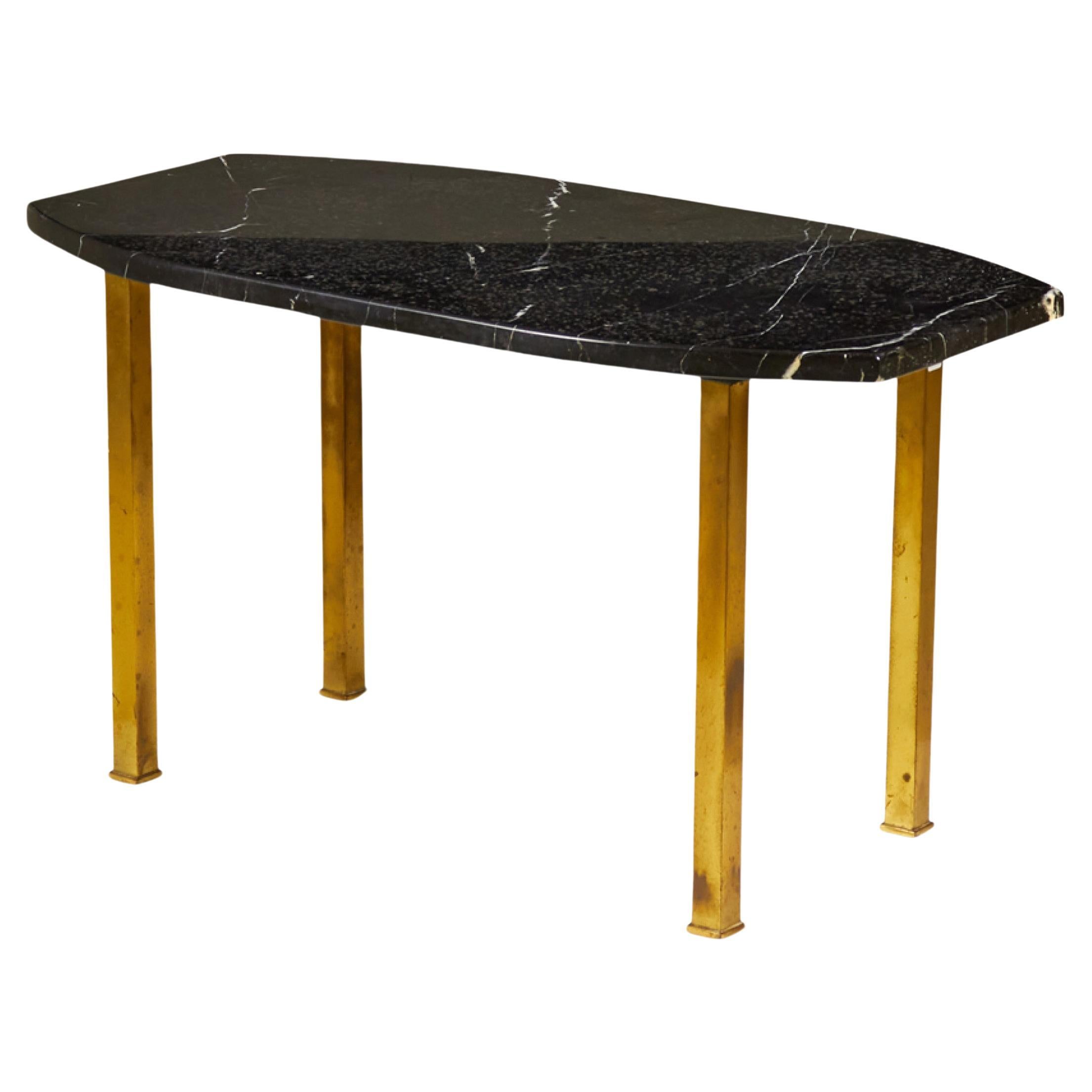 Harvey Probber Black Marble and Brass Cocktail / Coffee Table For Sale