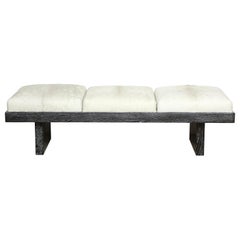 Harvey Probber White Hide, Cerused Oak Bench